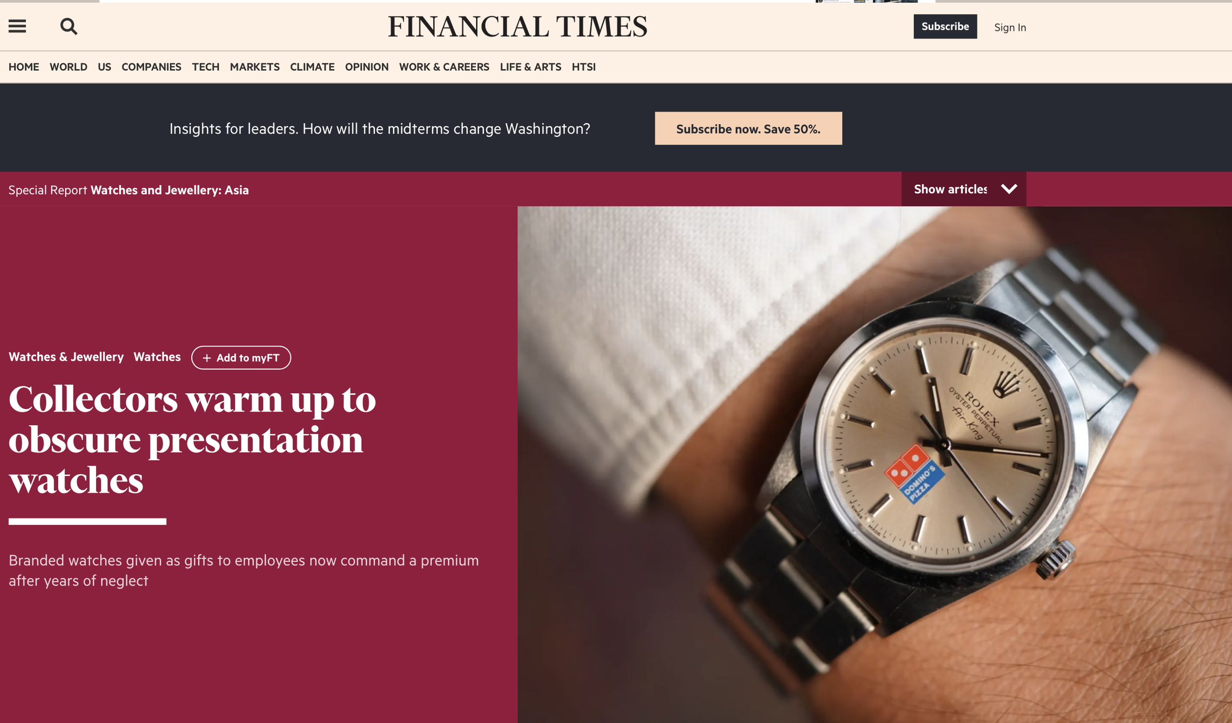 Financial Times: Eric Wind Quoted on Presentation Watches