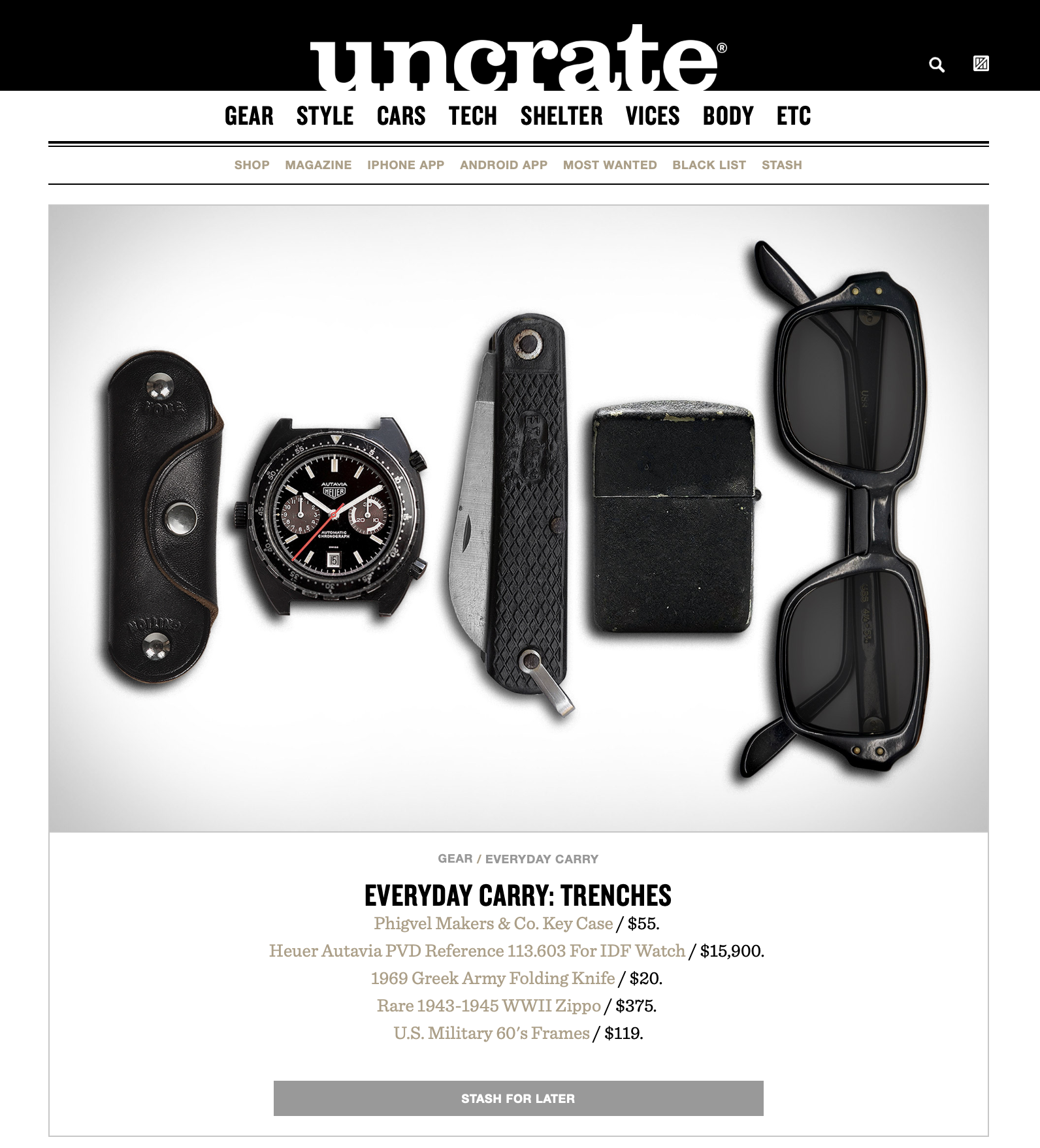 Uncrate: Wind Vintage’s Heuer Autavia PVD reference 113.603 for the IDF