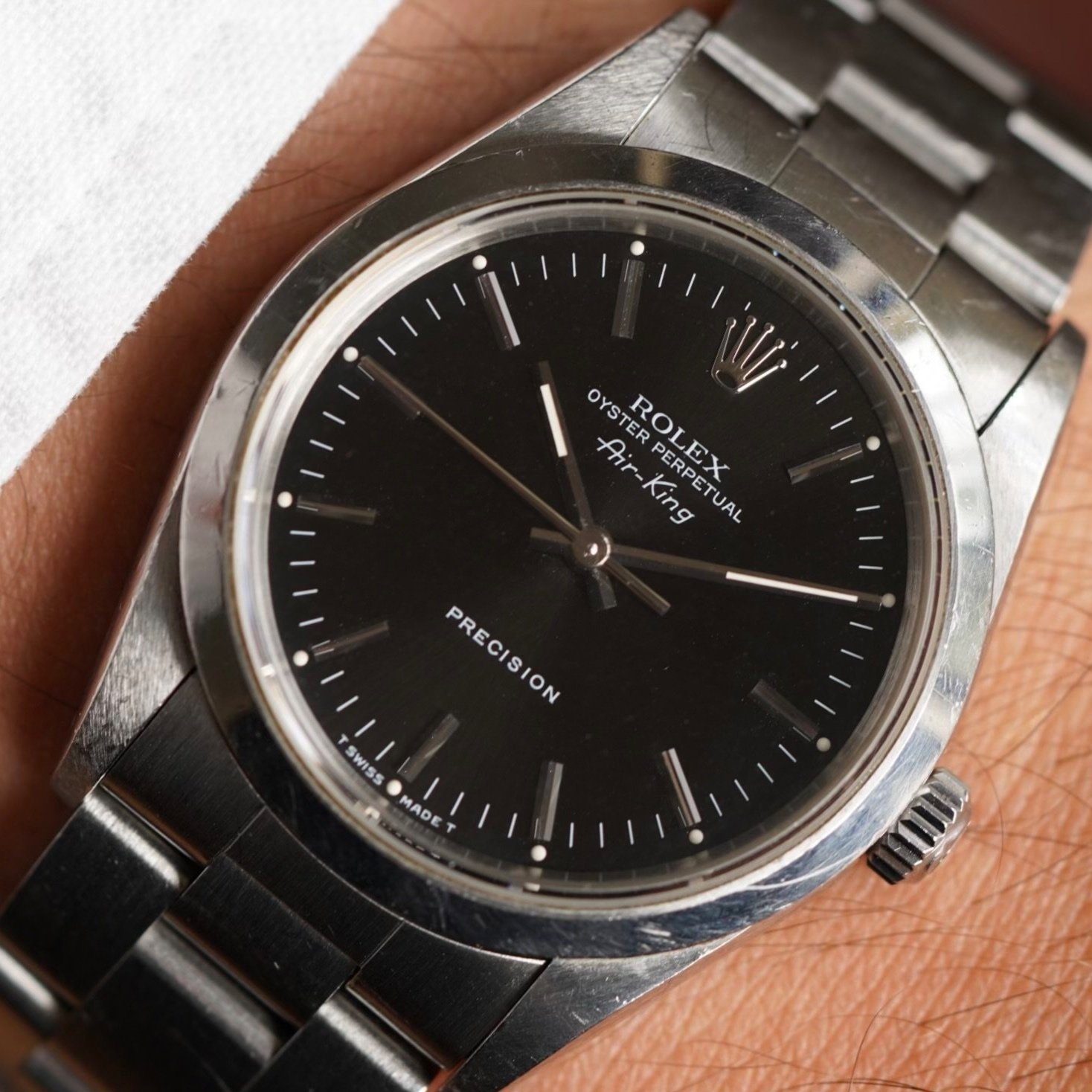 Rolex Air-King Black Dial Reference 14000 Unpolished