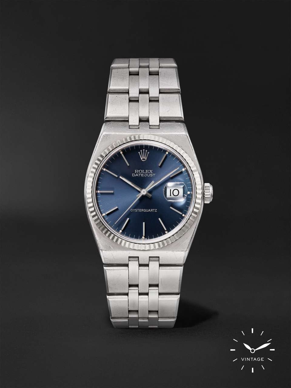 ROLEX Vintage 1979 Oysterquartz Datejust 36mm Oystersteel and 18-Karat White Gold Watch, Ref. No. 17014