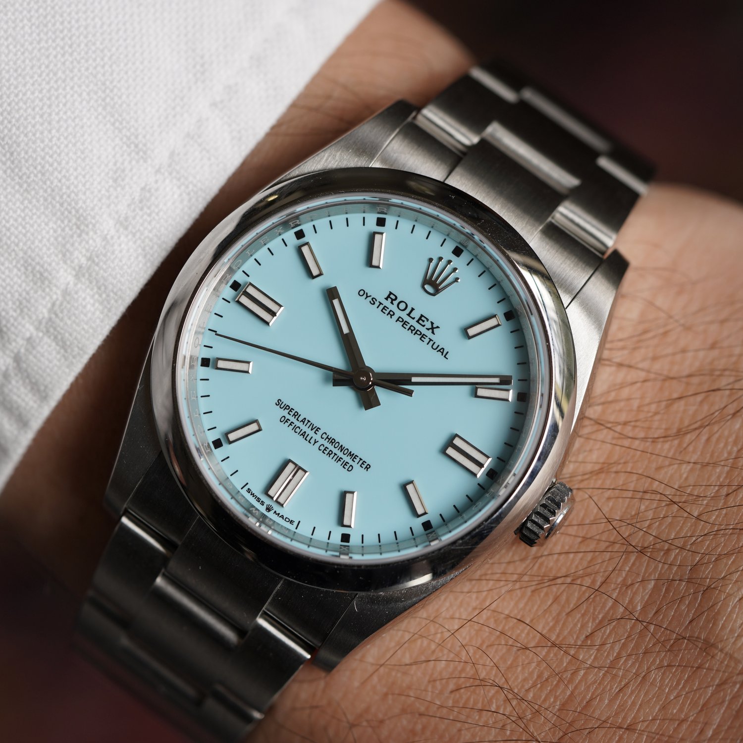 Rolex Oyster Perpetual Reference 126000 Tiffany Blue Dial Unpolished ...