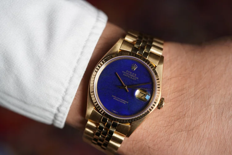Rolex Lapis Lazuli Datejust Reference 16018 in 18K Yellow Gold
