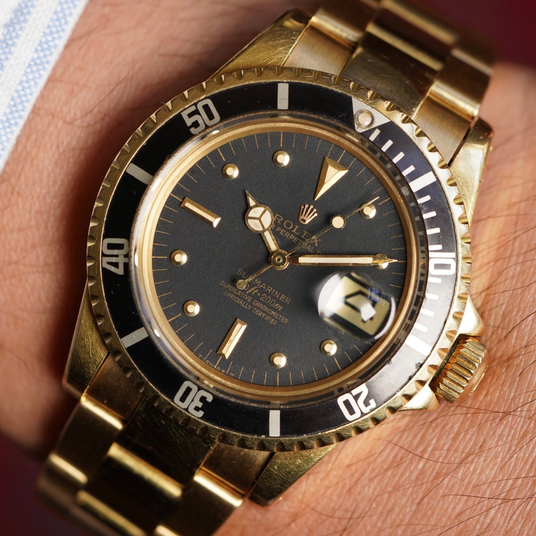 Rolex Submariner Reference 1680 in 18K Yellow Gold Unpolished