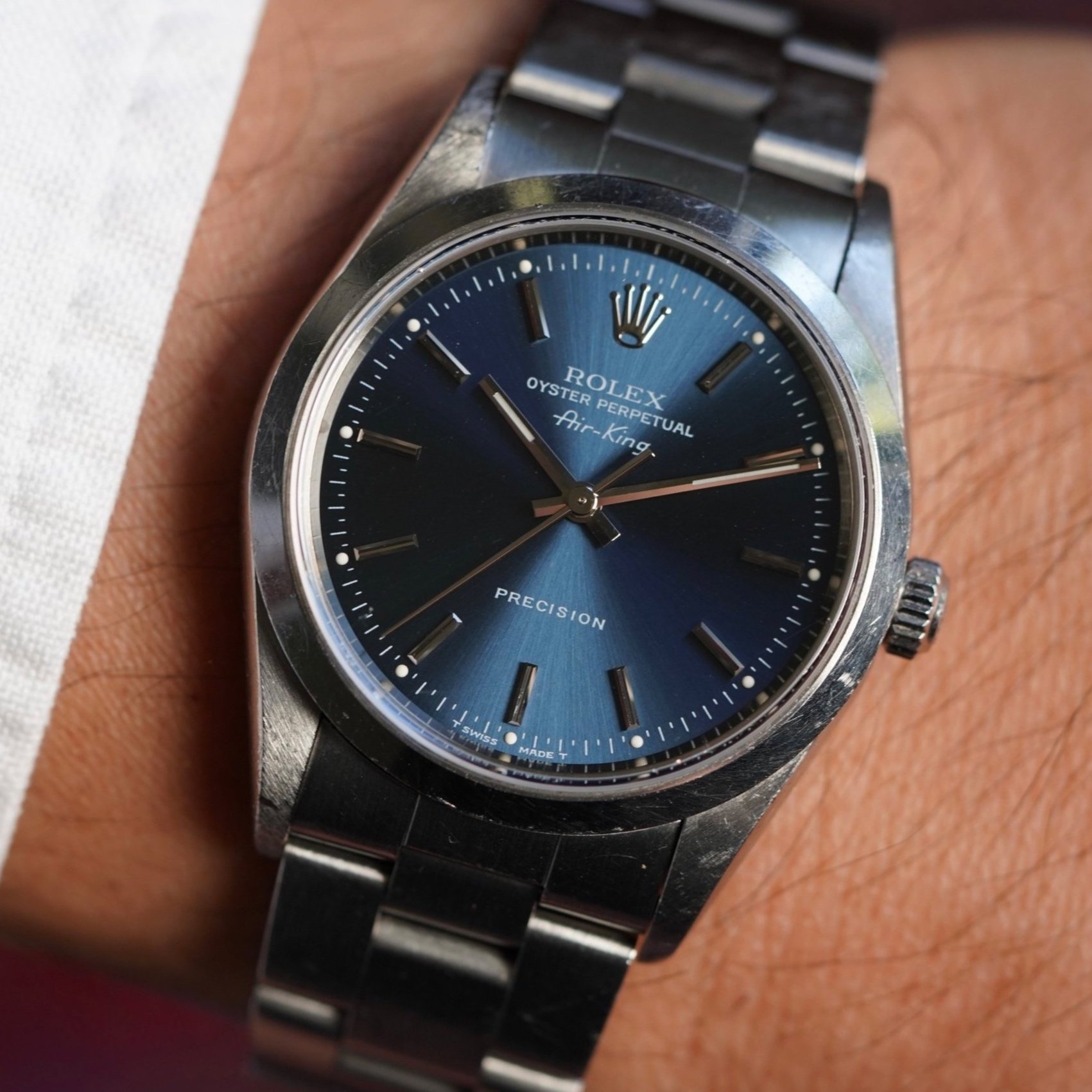 Rolex Blue Dial Air-King Reference 14000 Unpolished