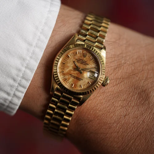Rolex Burlwood Dial Ladies Datejust Reference 6917 in 18K Yellow