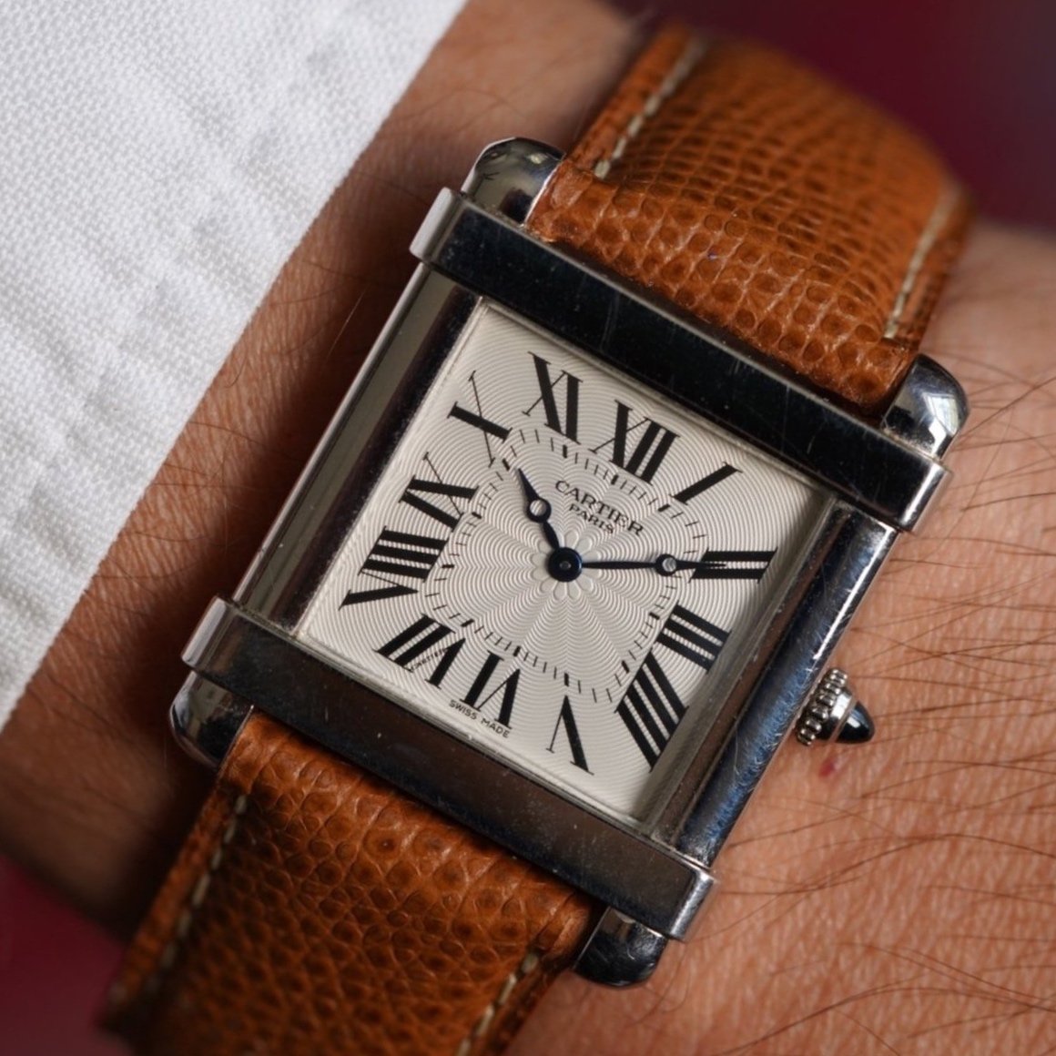 Cartier Tank Chinoise Reference 2685G in Platinum Unpolished w/ Box
