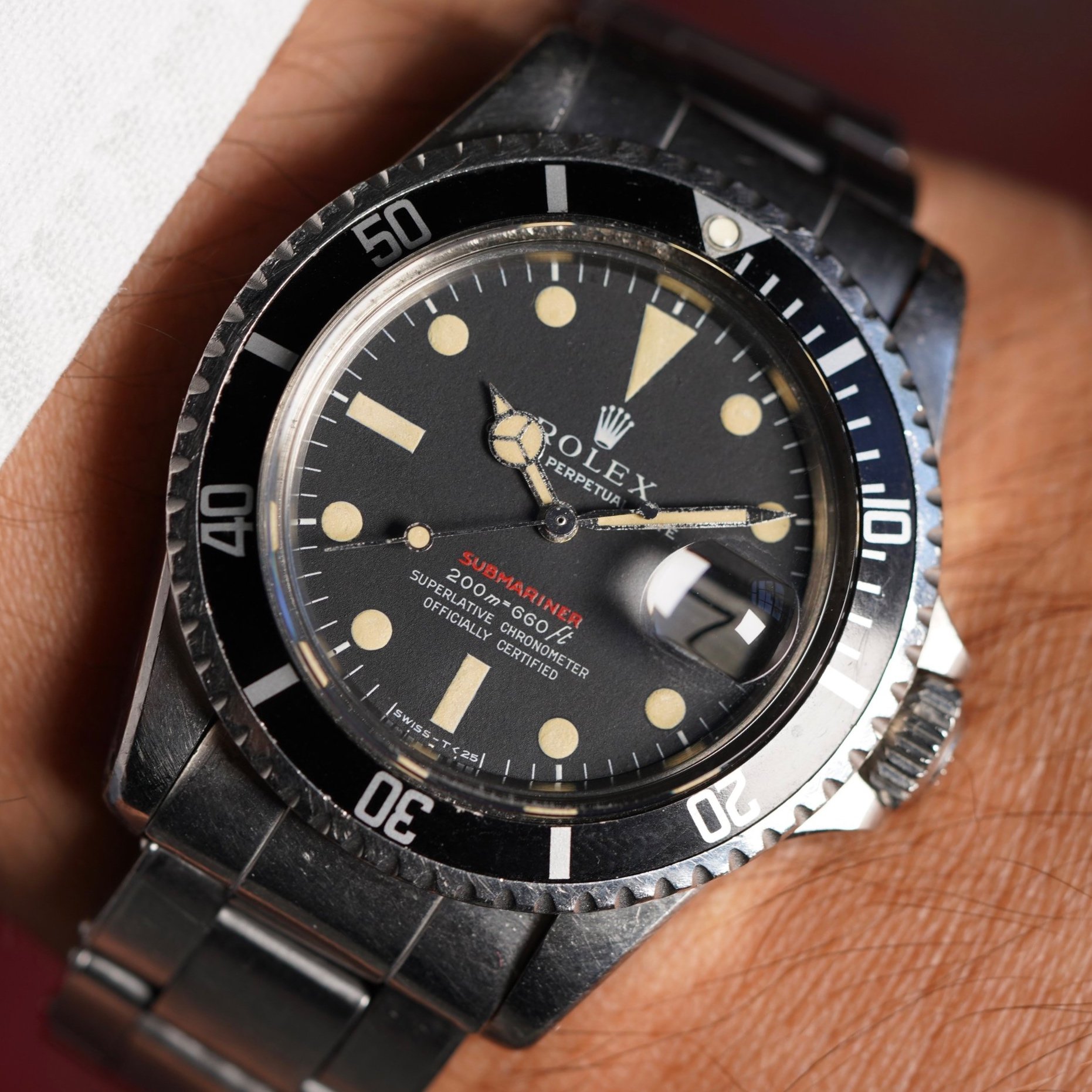 Rolex Red Submariner Reference 1680 w/ Meters First Dial Unpolished