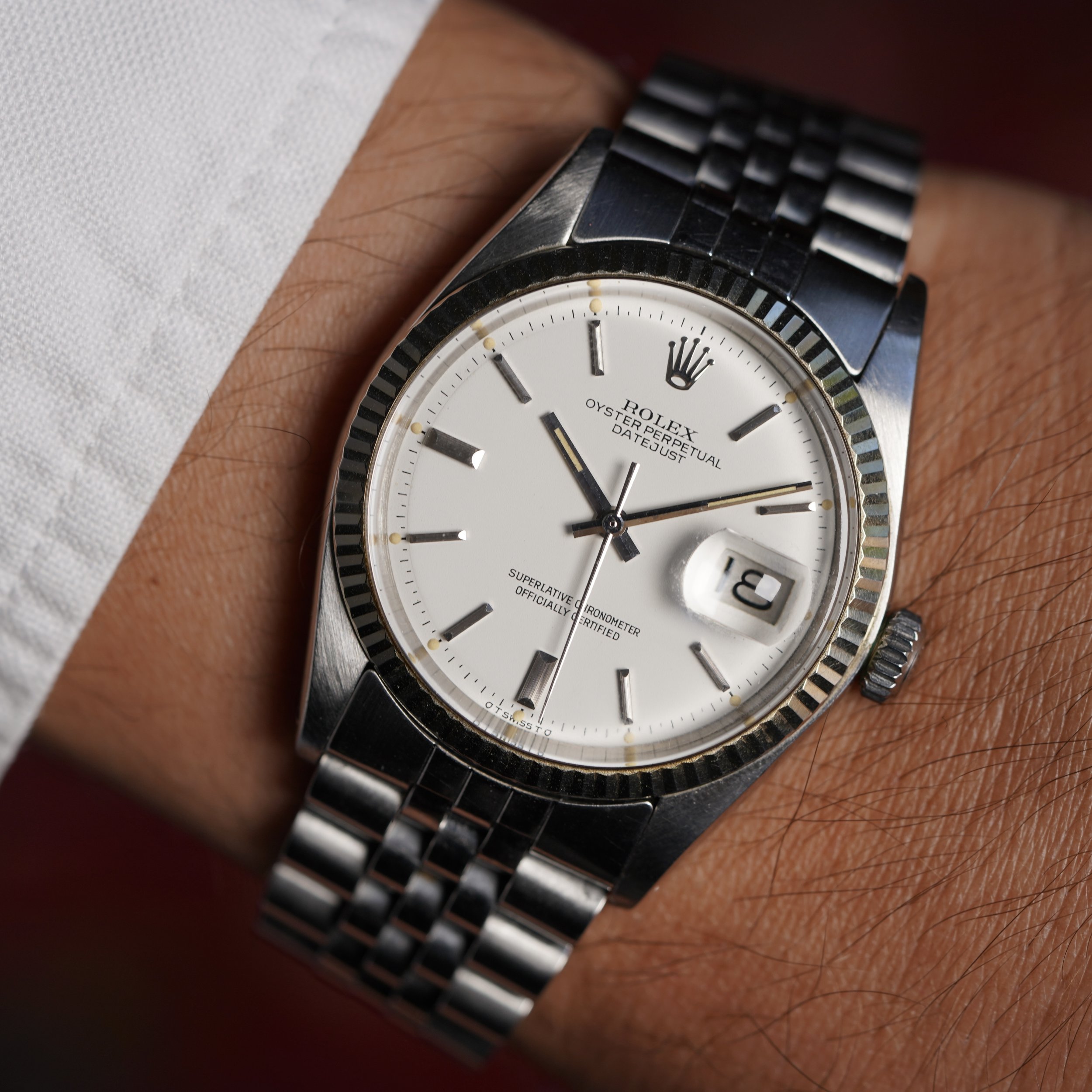  Rolex White Matte Dial Datejust Reference 1601 Unpolished