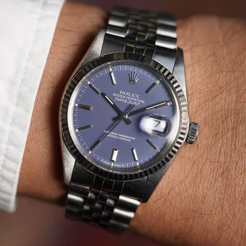 Rolex Blue Dial Datejust Reference 16014 w/ Box Unpolished — Wind