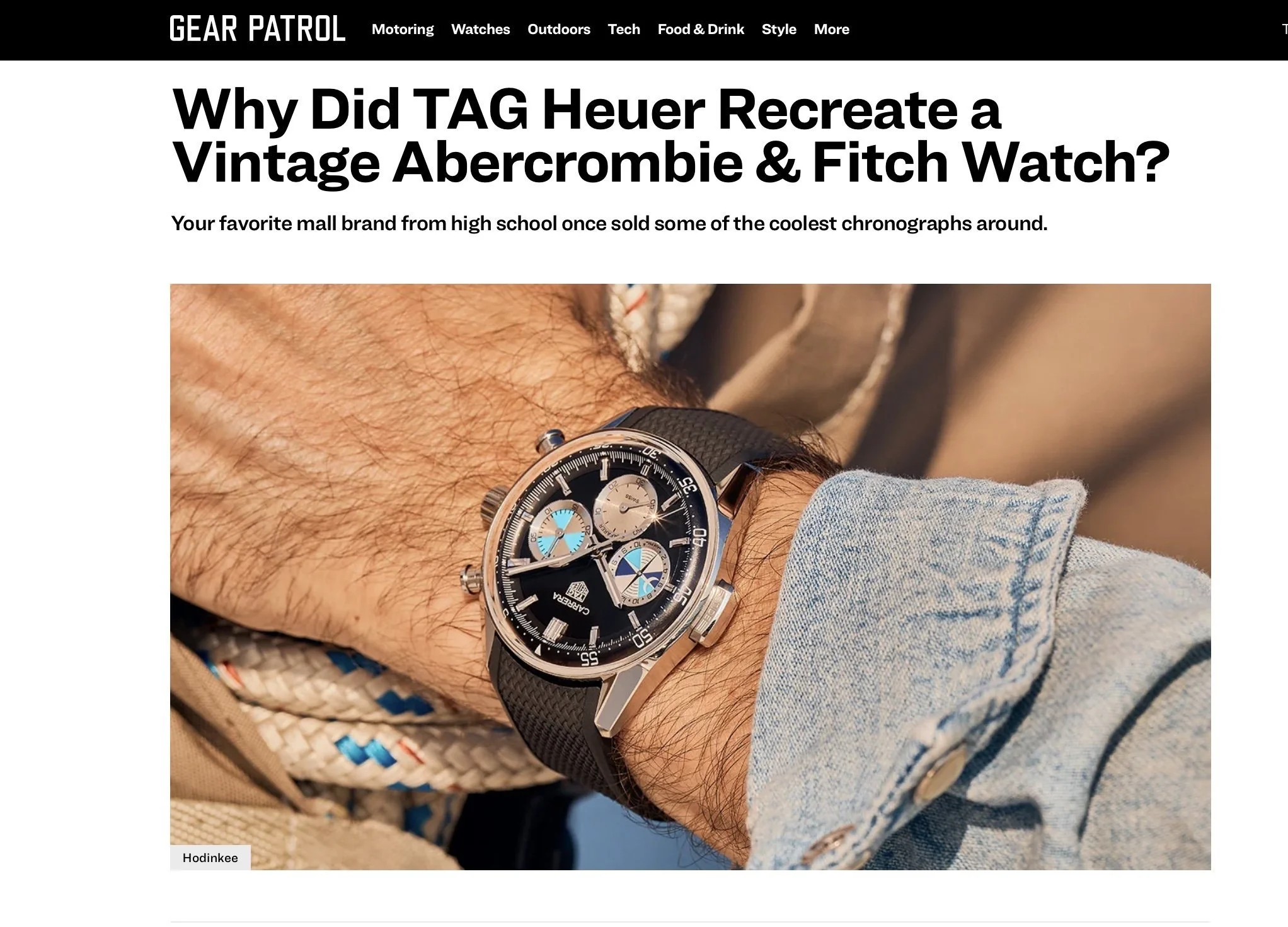 Gear Patrol: Wind Vintage Cited on The New TAG Heuer Carrera Chronograph Seafarer × Hodinkee