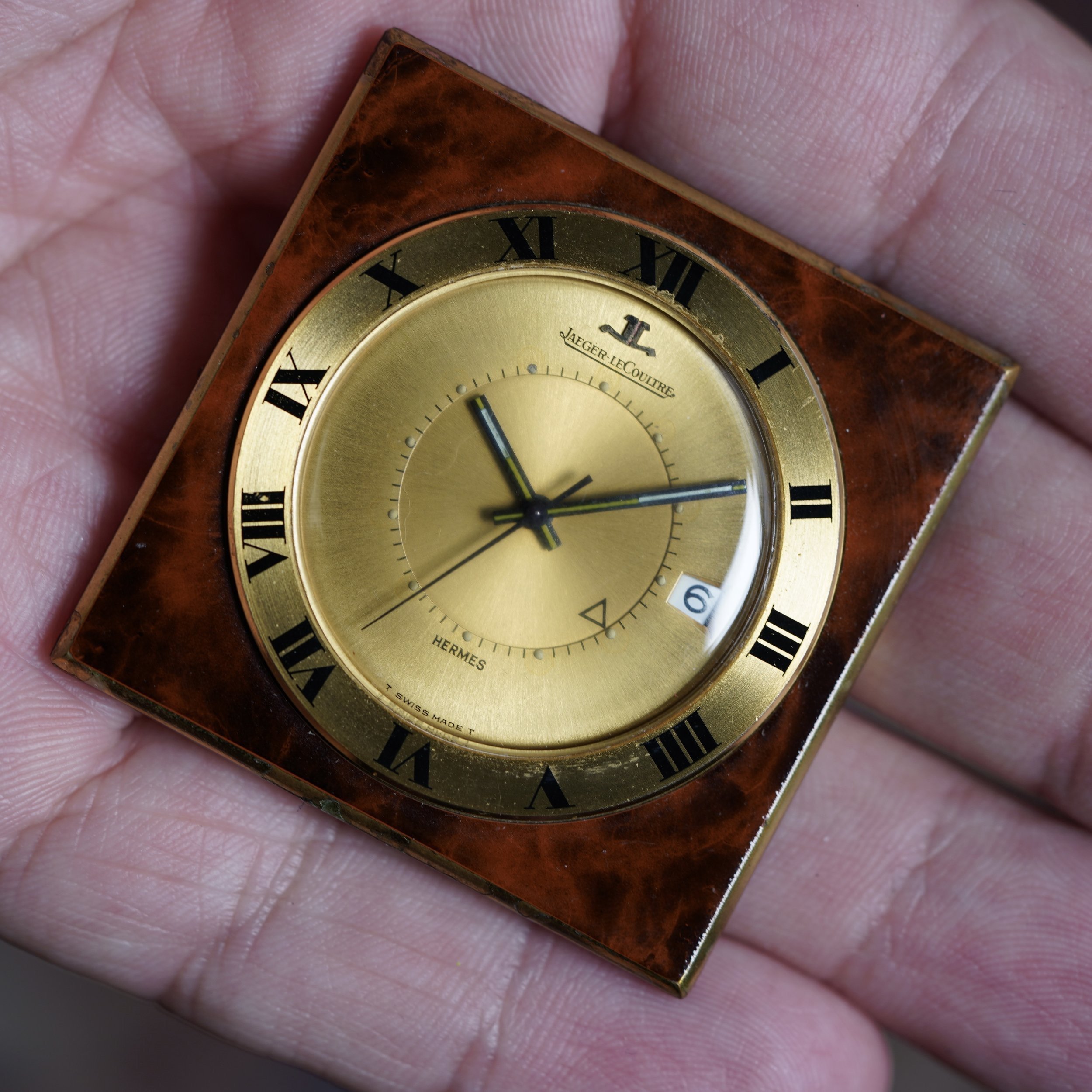 Jaeger-LeCoultre Reference 11012 Travel Clock Retailed By Hermes w/ Pouch