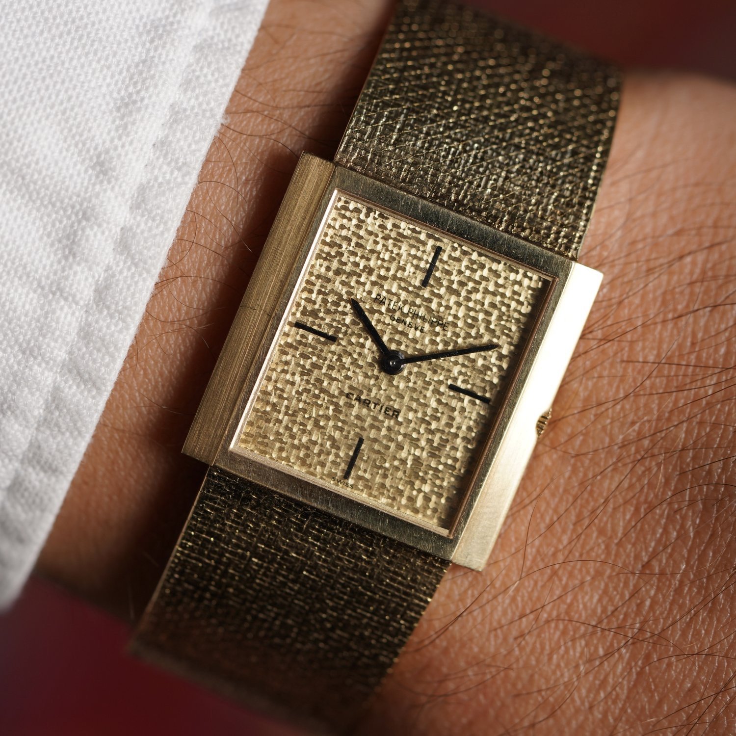 Patek Philippe Reference 3491/3 Retailed by Cartier in 18K Yellow Gold Unpolished w/ Extract