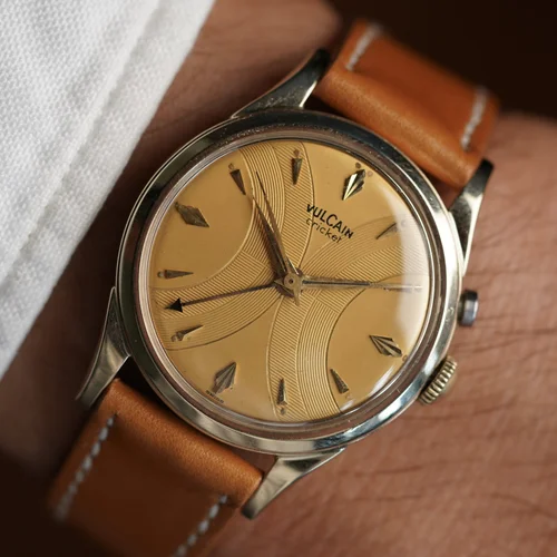 Vulcain Cricket Guilloche Dial Reference 305005 Gold Plated