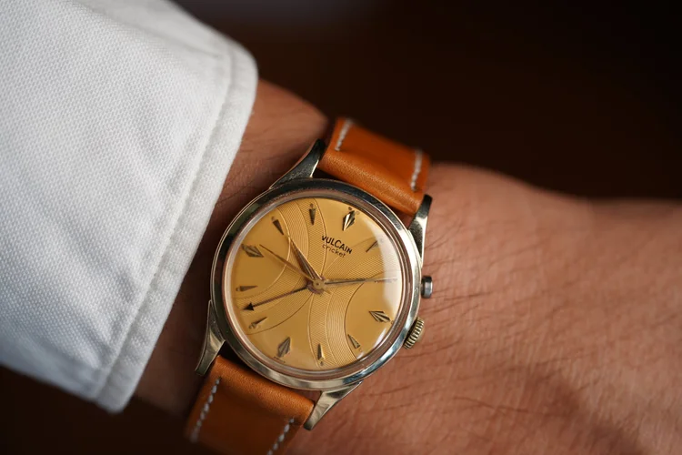 Vulcain Cricket Guilloche Dial Reference 305005 Gold Plated