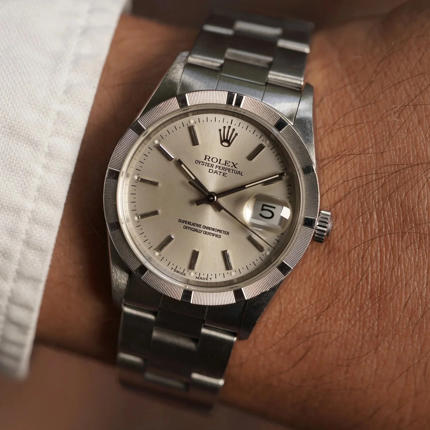 Rolex Date Silver Dial Reference 15210 Unpolished