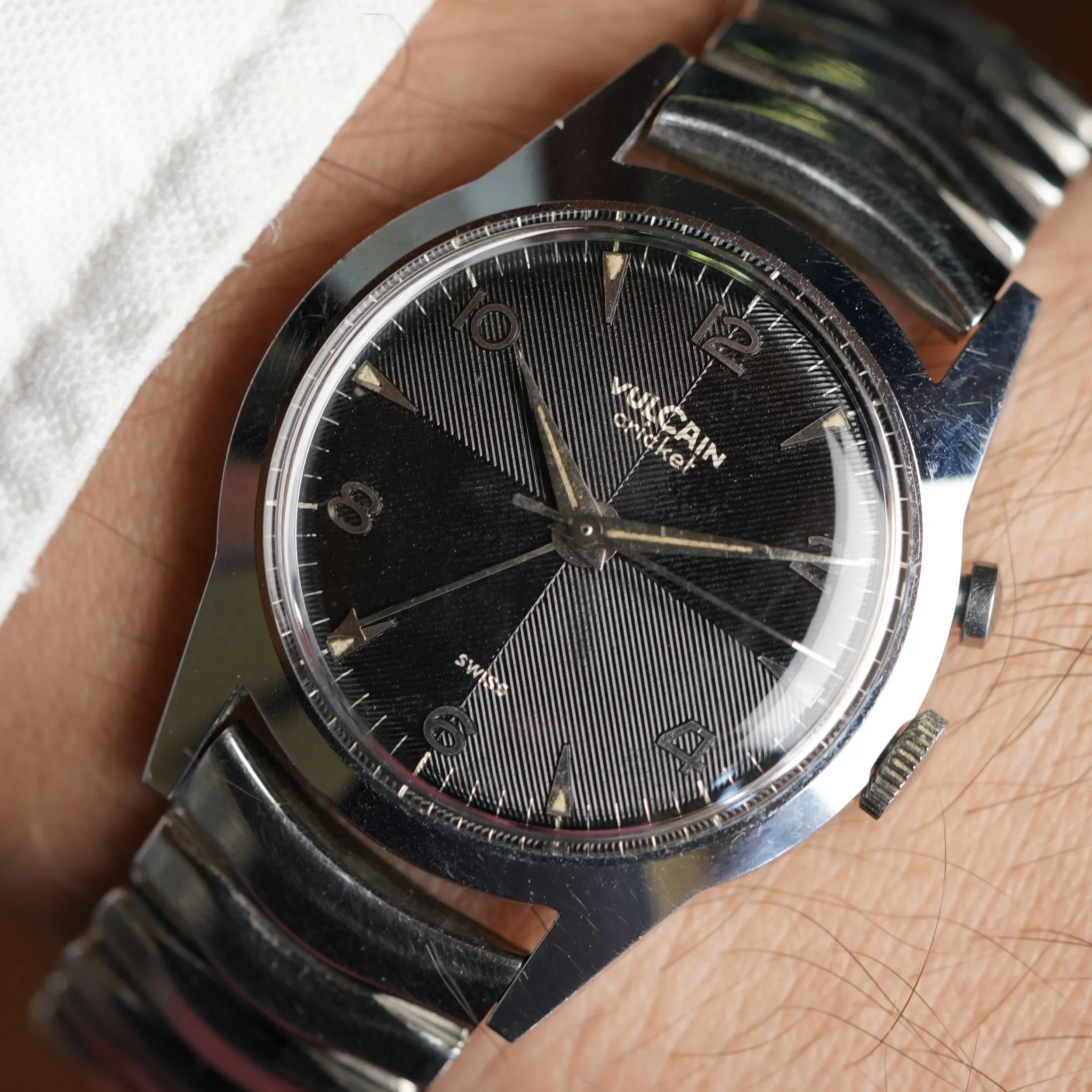 Vulcain Cricket Black Textured Dial Unpolished