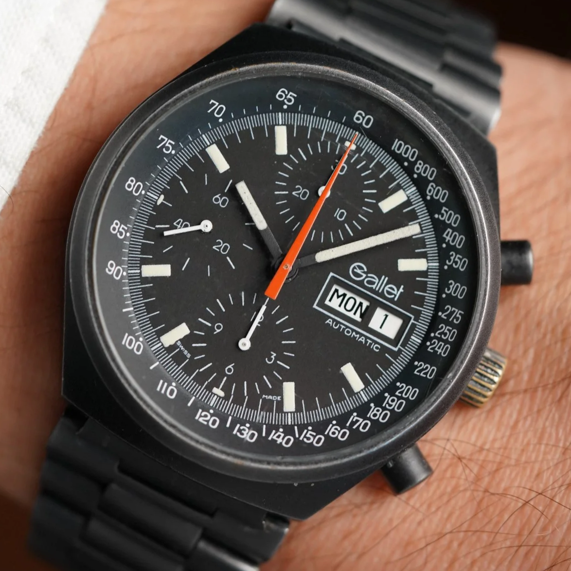 Gallet Chronograph PVD with Bracelet Unpolished