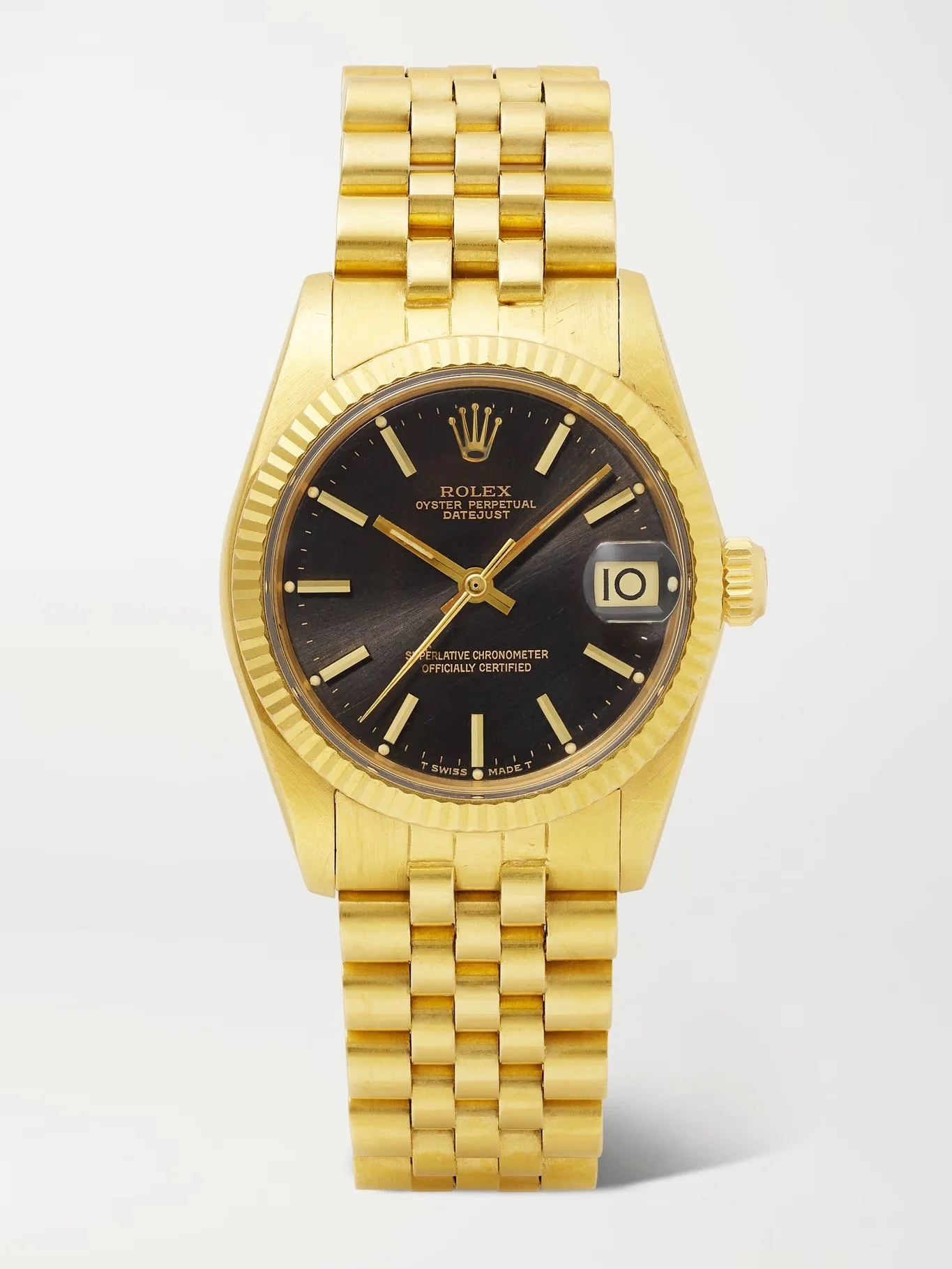 Rolex 31MM Datejust Reference 6827 in 18k YG w/ Black Dial Unpolished