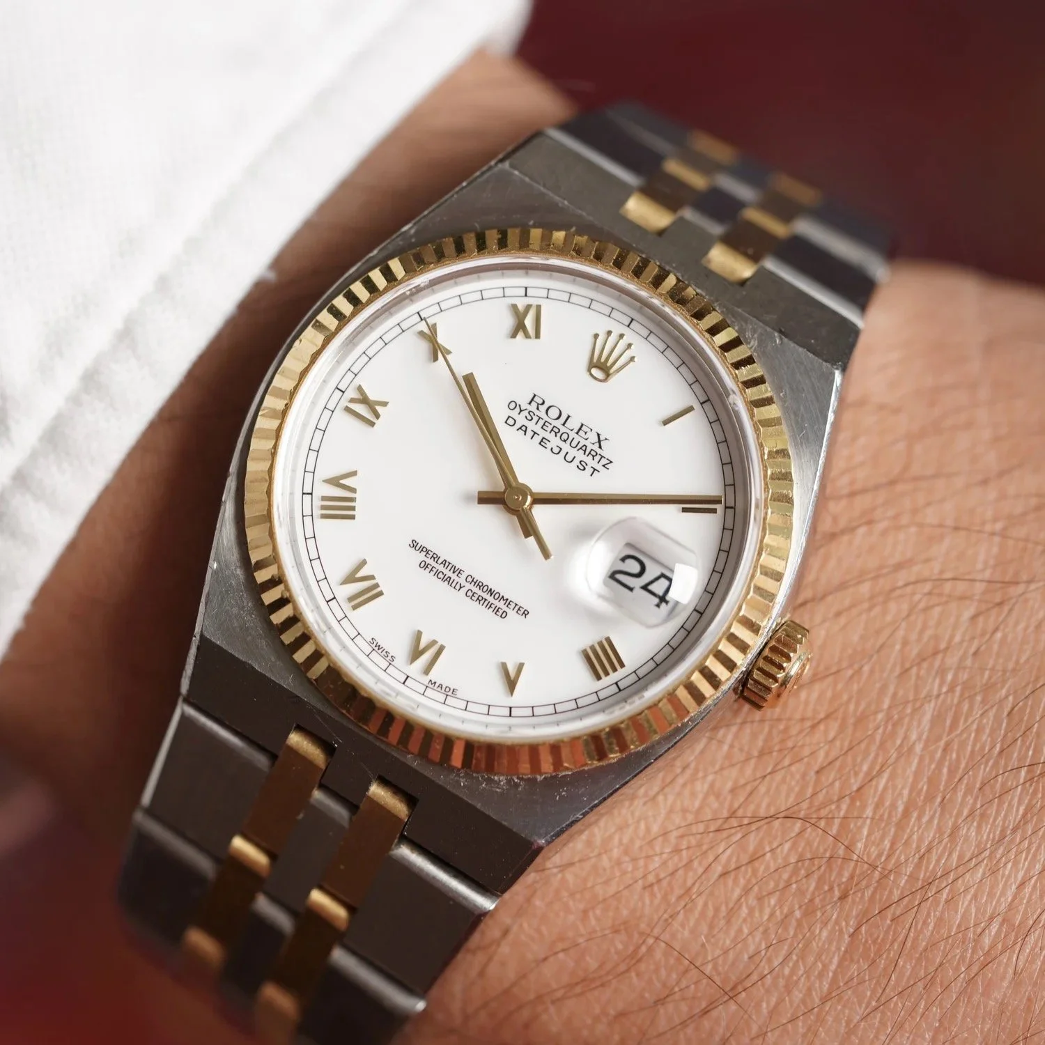 Rolex Oysterquartz Datejust Reference 17013 w/ Roman Numerals Unpolished Full Set