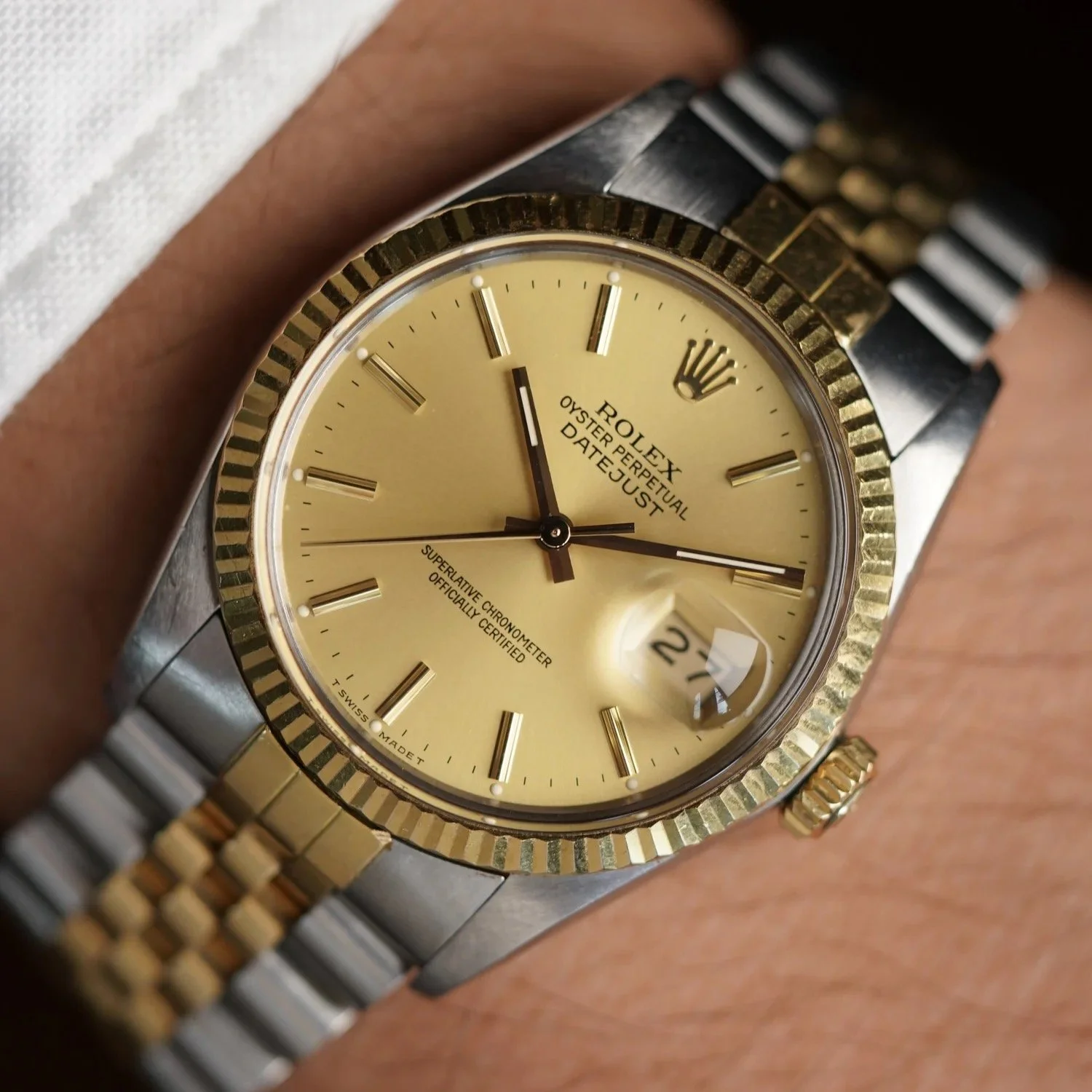 Rolex Two-Tone Champagne Datejust 16013 Unpolished