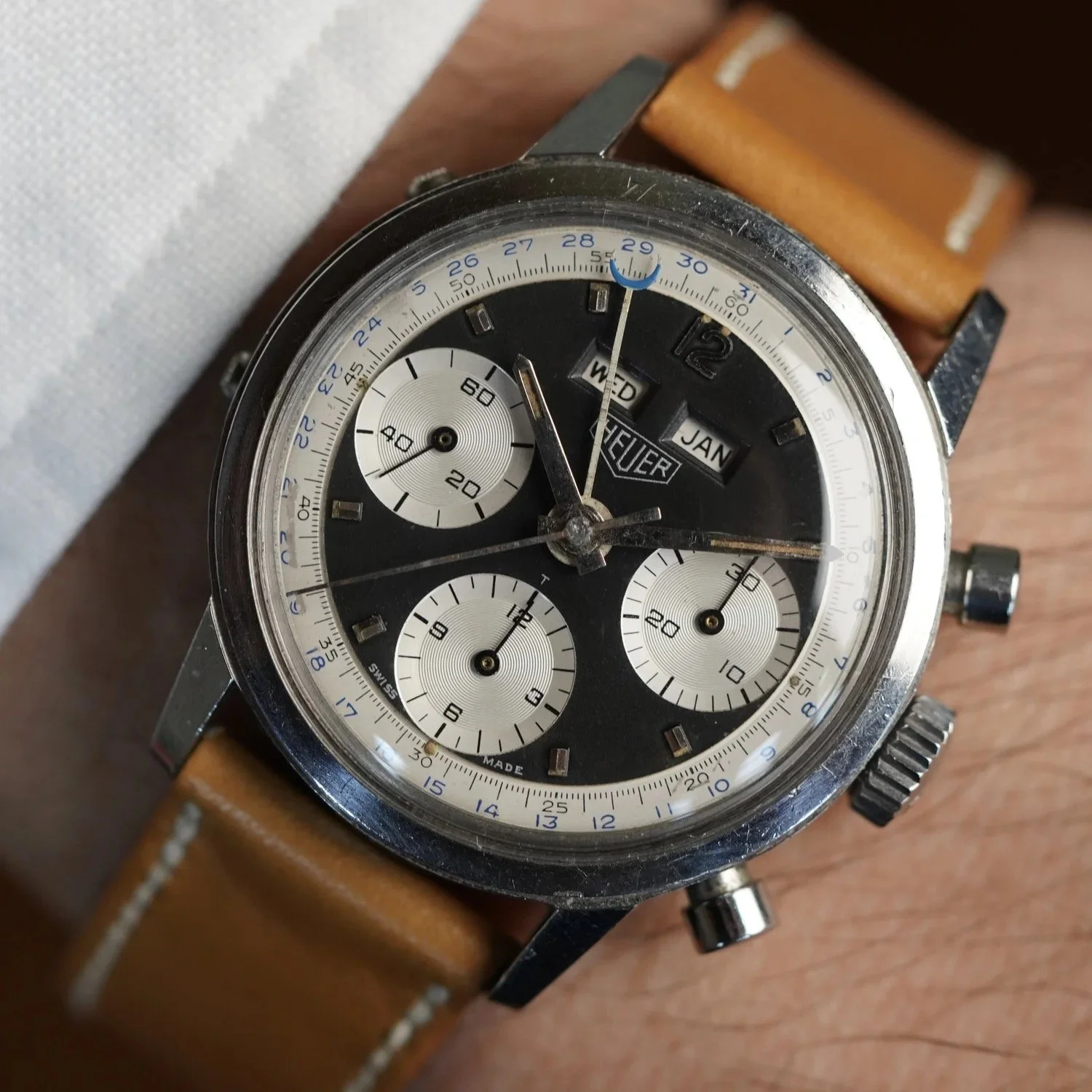 Heuer Carrera 12 Calendar Chronograph Reference 2547N Unpolished