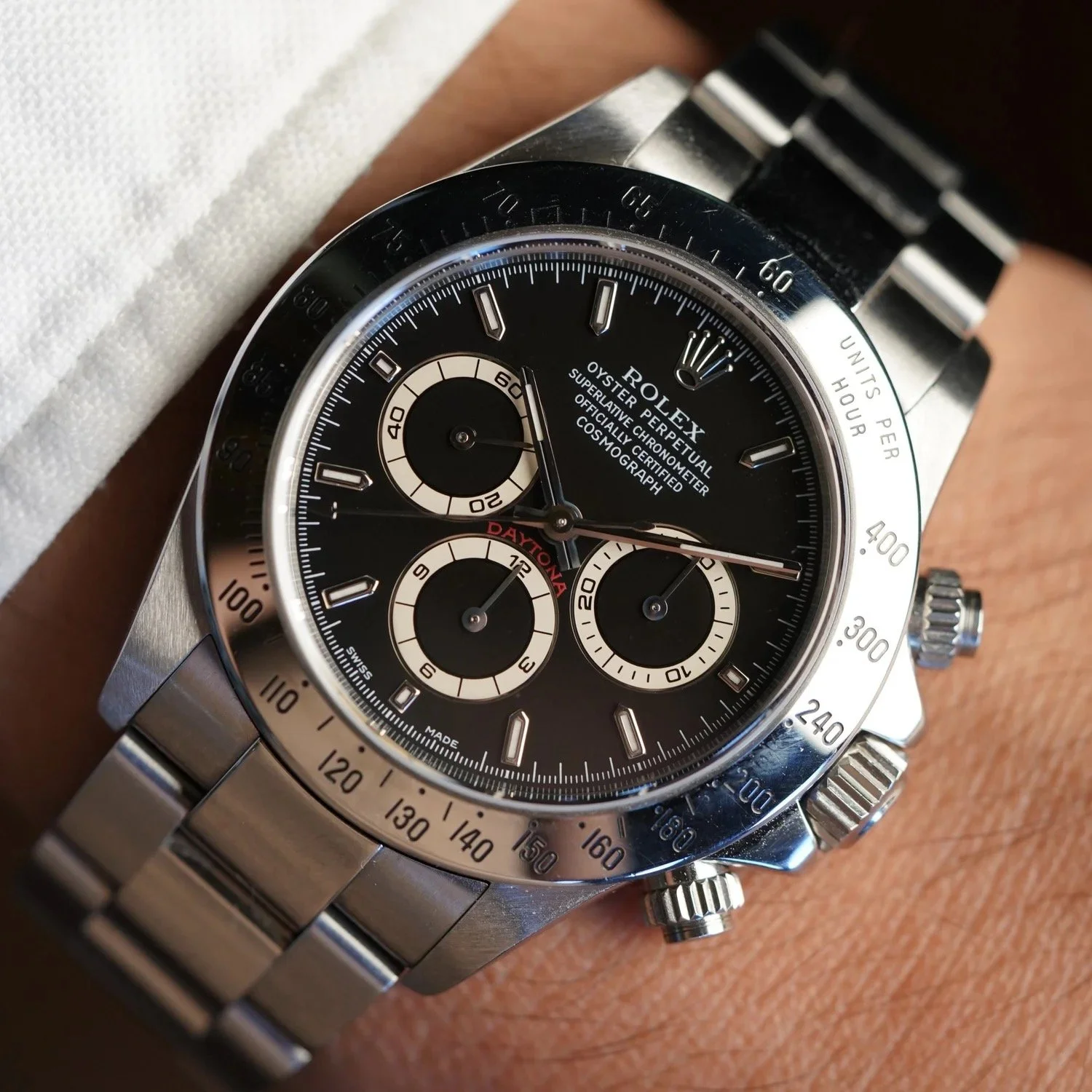 Rolex Black Dial Zenith Daytona Reference 16520 P Serial Full Set Unpolished