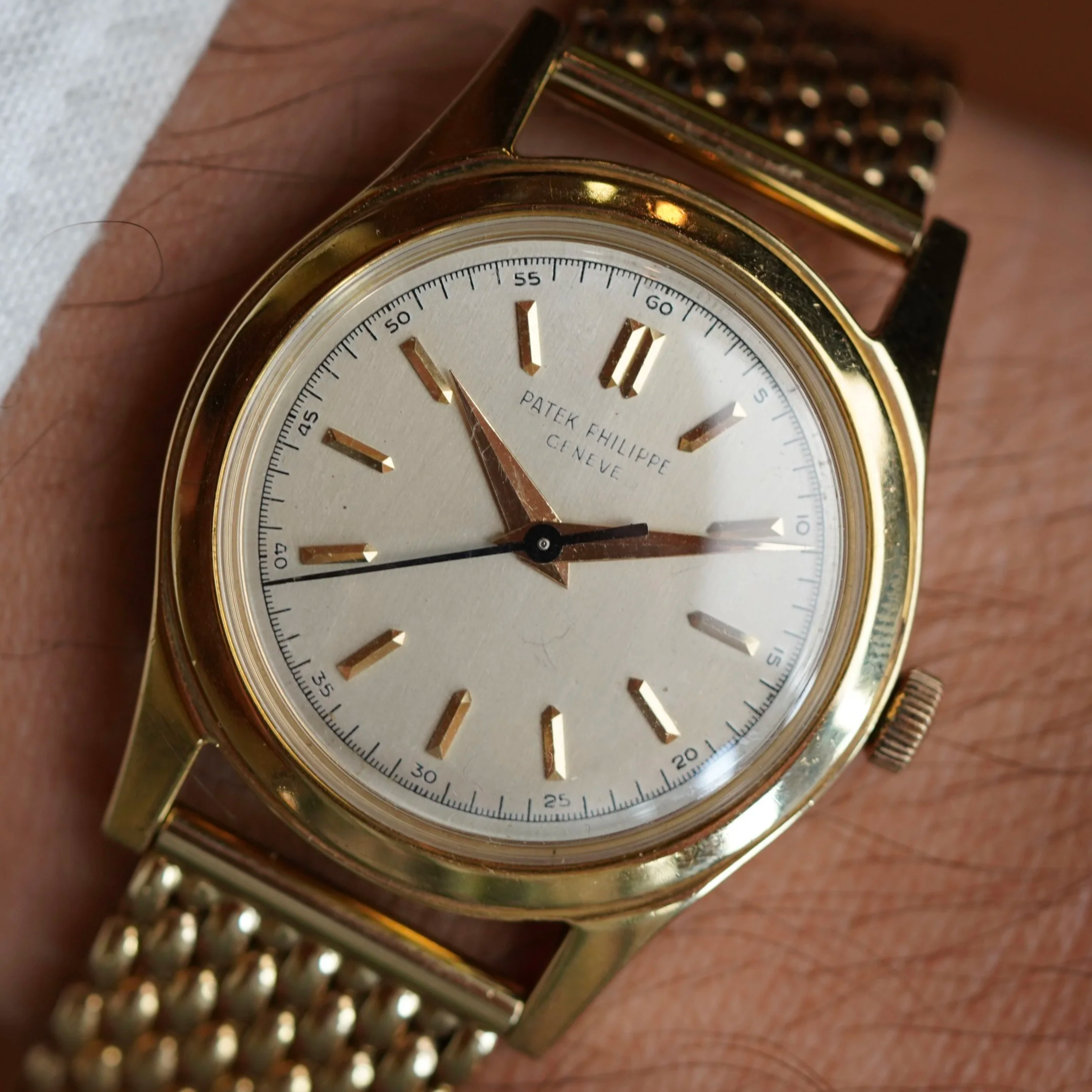 Patek Philippe Reference 2483 in 18K YG on Beads of Rice Bracelet