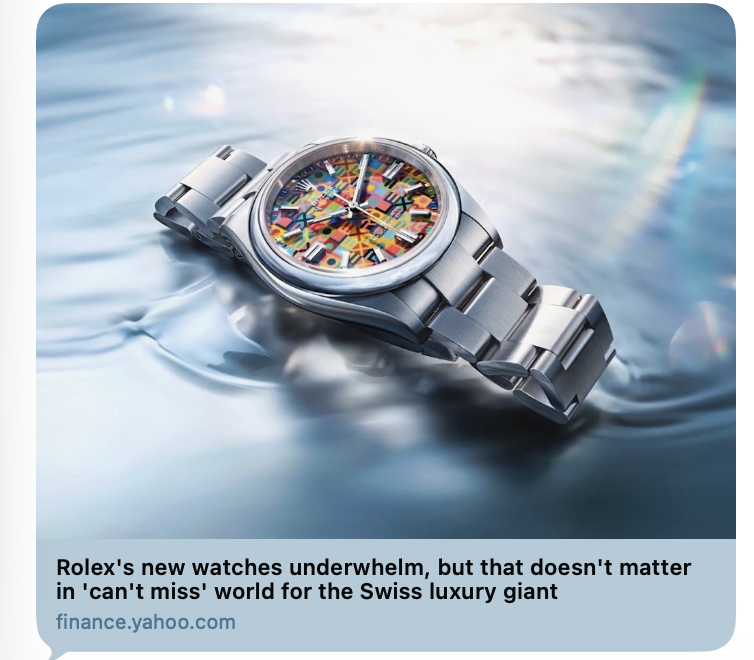Yahoo Finance: Eric Wind Quoted on Latest Rolex Releases