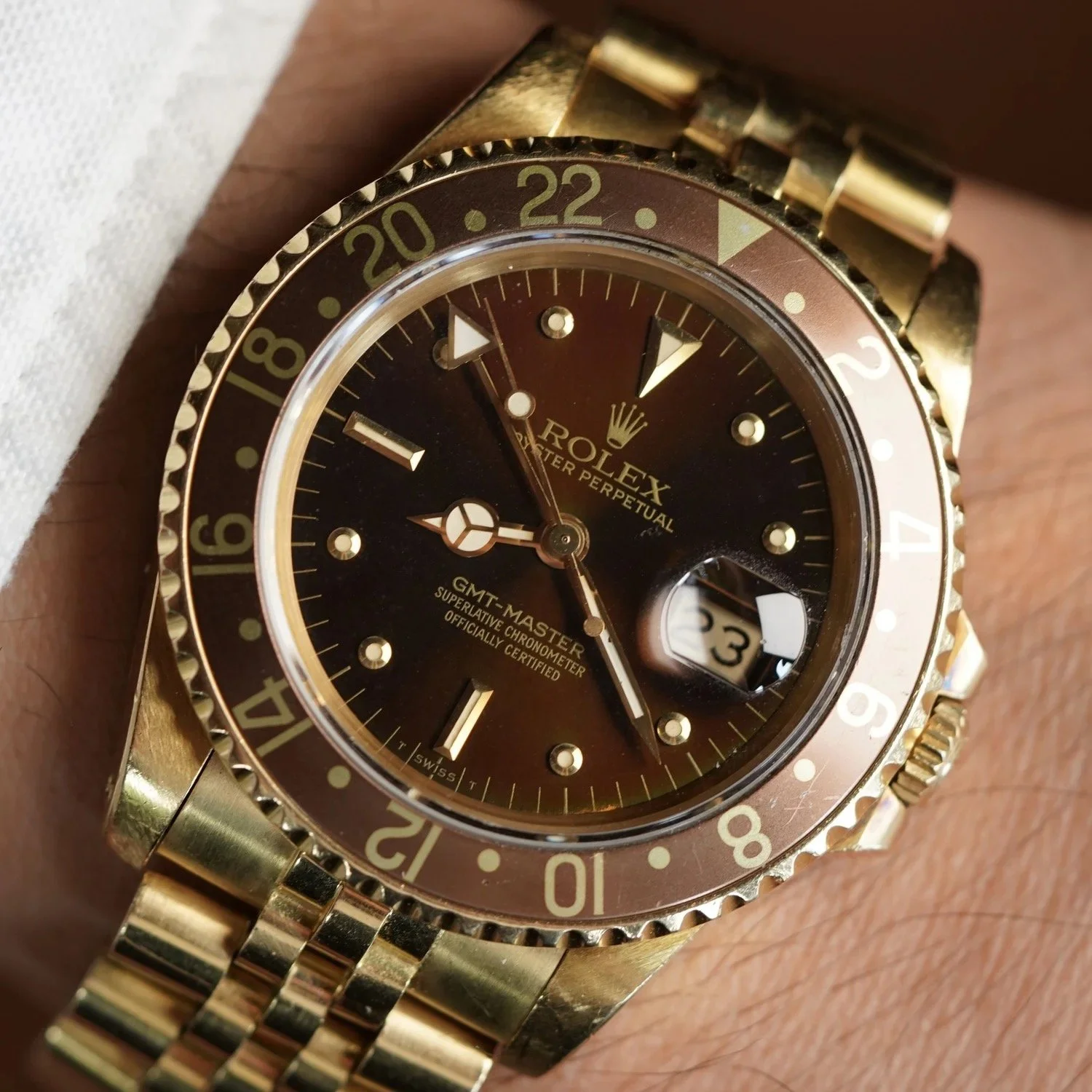 Rolex GMT-Master Reference 16758 in 18K Yellow Gold Unpolished w/ Box