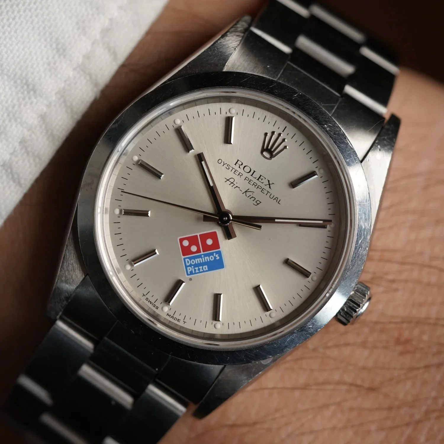 Rolex Domino's Air-King 14000 w/ Papers Unpolished