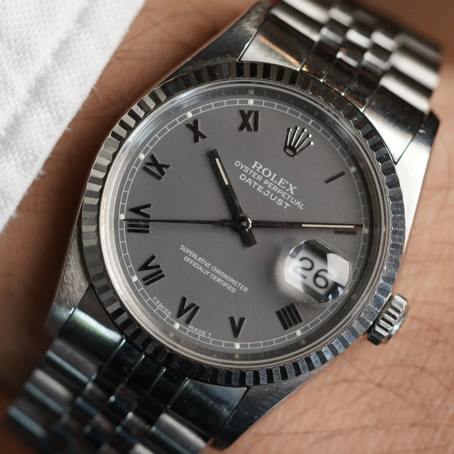 Rolex Datejust Ref. 16234 Grey Roman Dial Unpolished