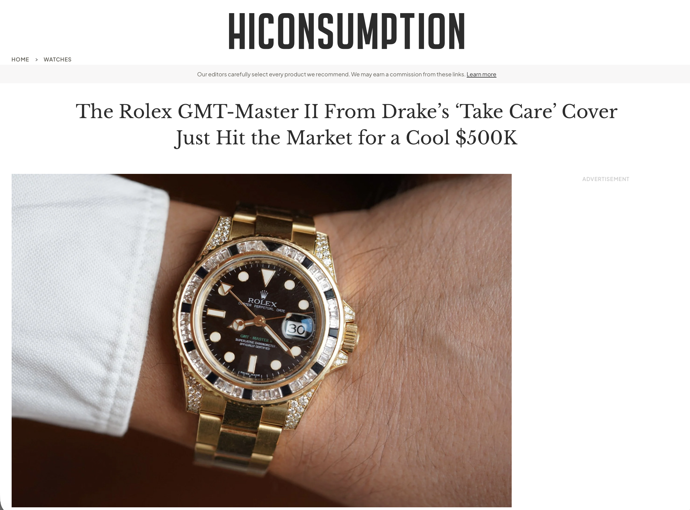 HiConsumption ‘The Rolex GMT-Master II From Drake’s ‘Take Care’ Cover Just Hit the Market