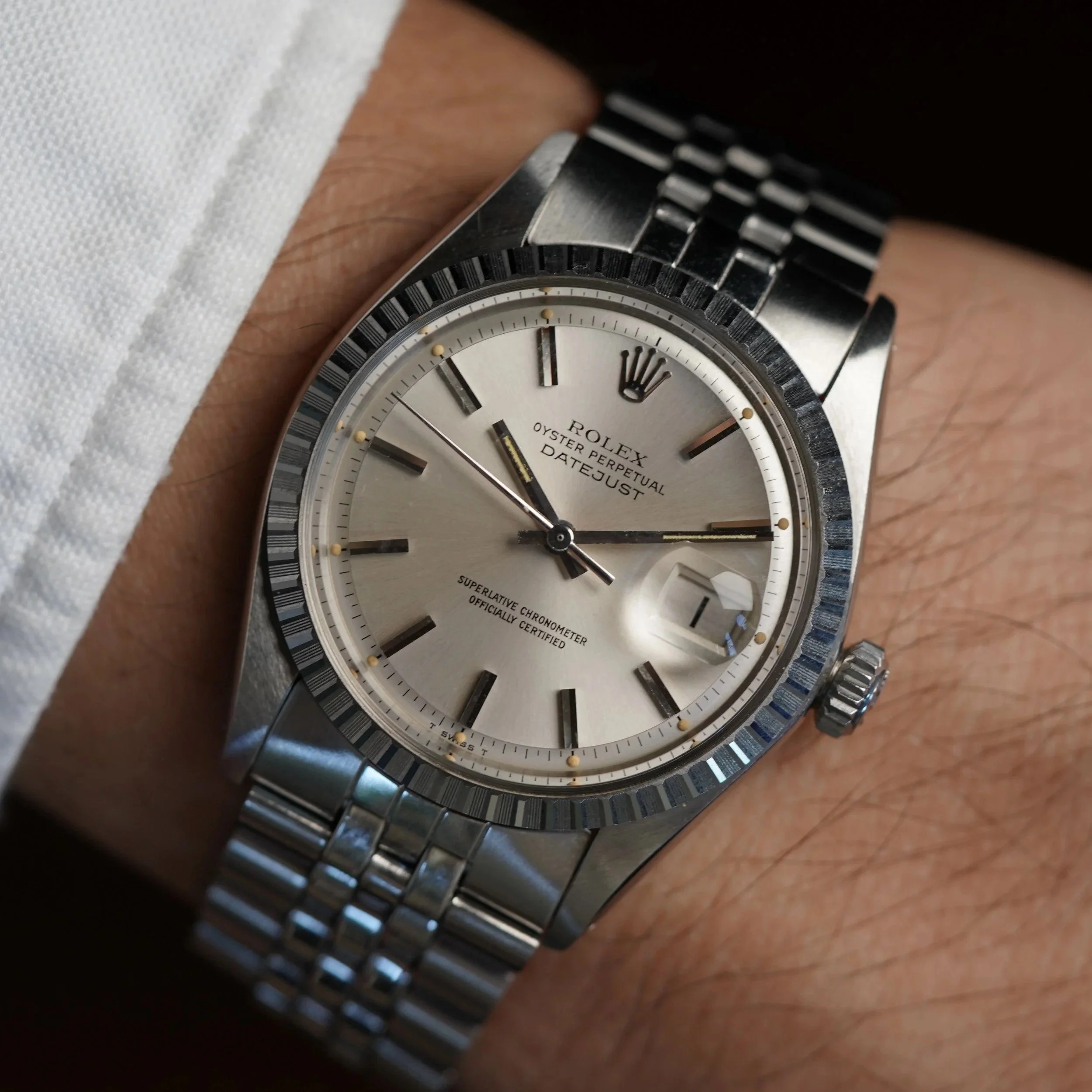 Rolex Silver Dial Datejust Reference 1603 Unpolished NOS
