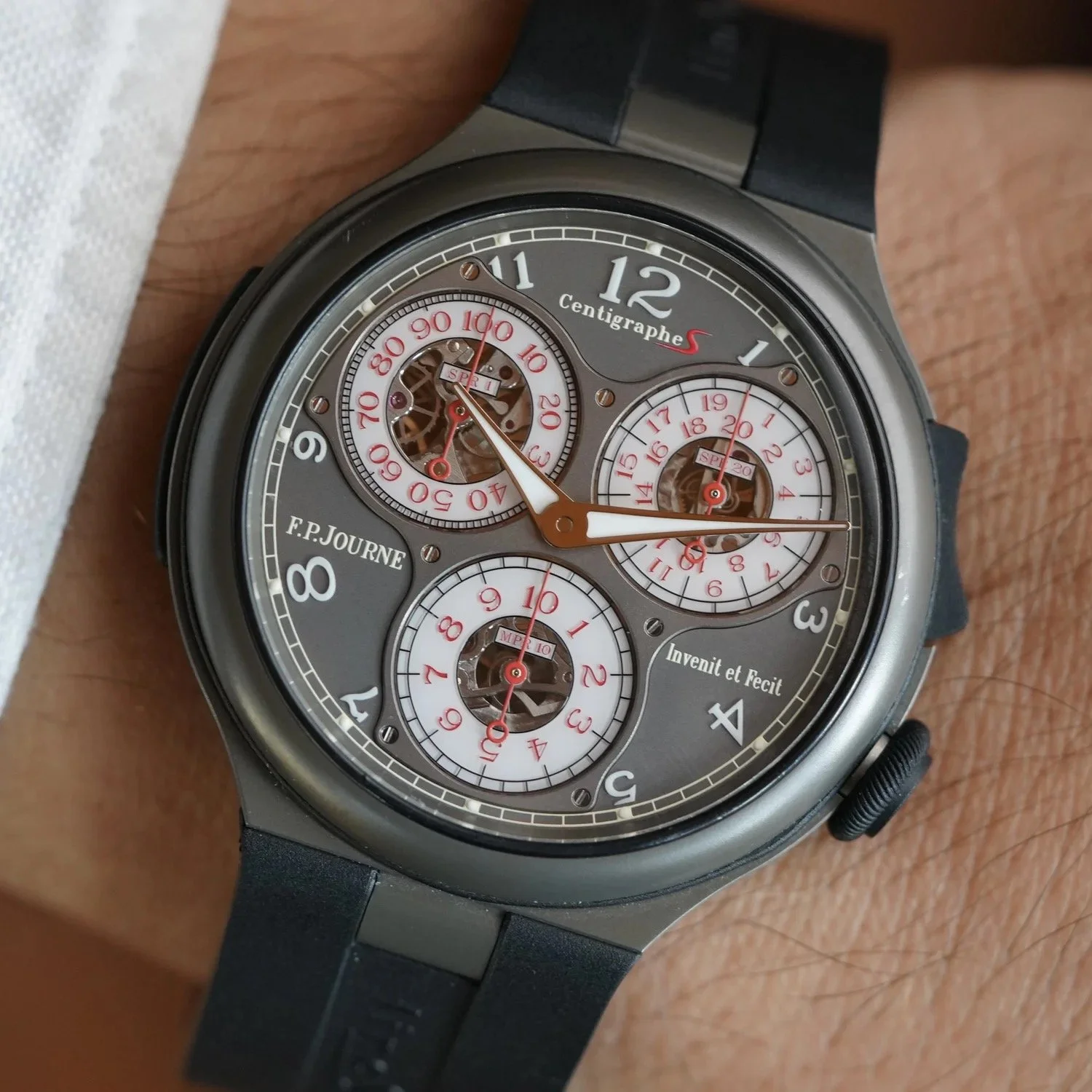 F.P.Journe Centigraphe Sport Titanium Reference CTS on Strap w Box &amp; Booklet