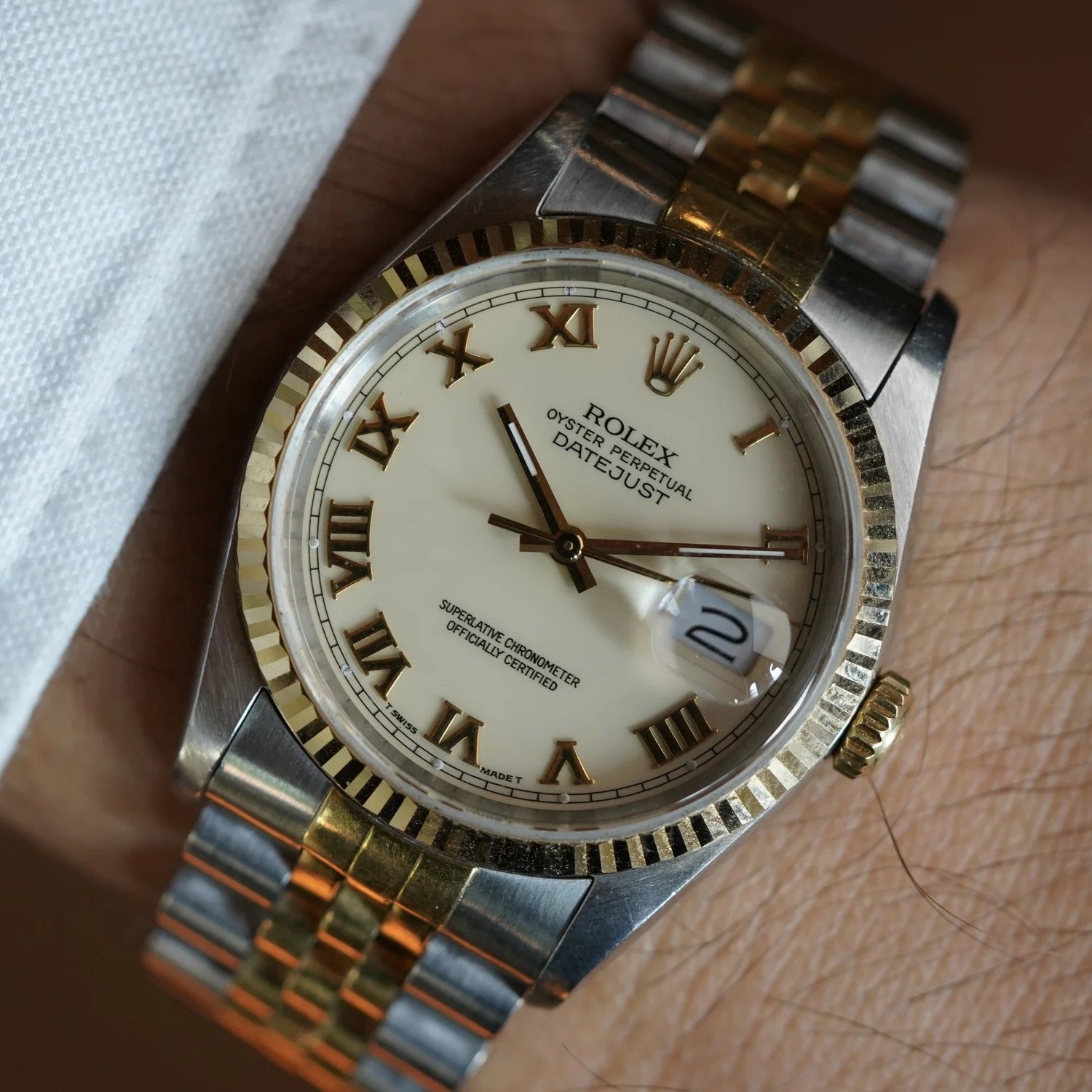 Rolex Two-Tone Datejust Roman Dial Ref. 16233 Unpolished