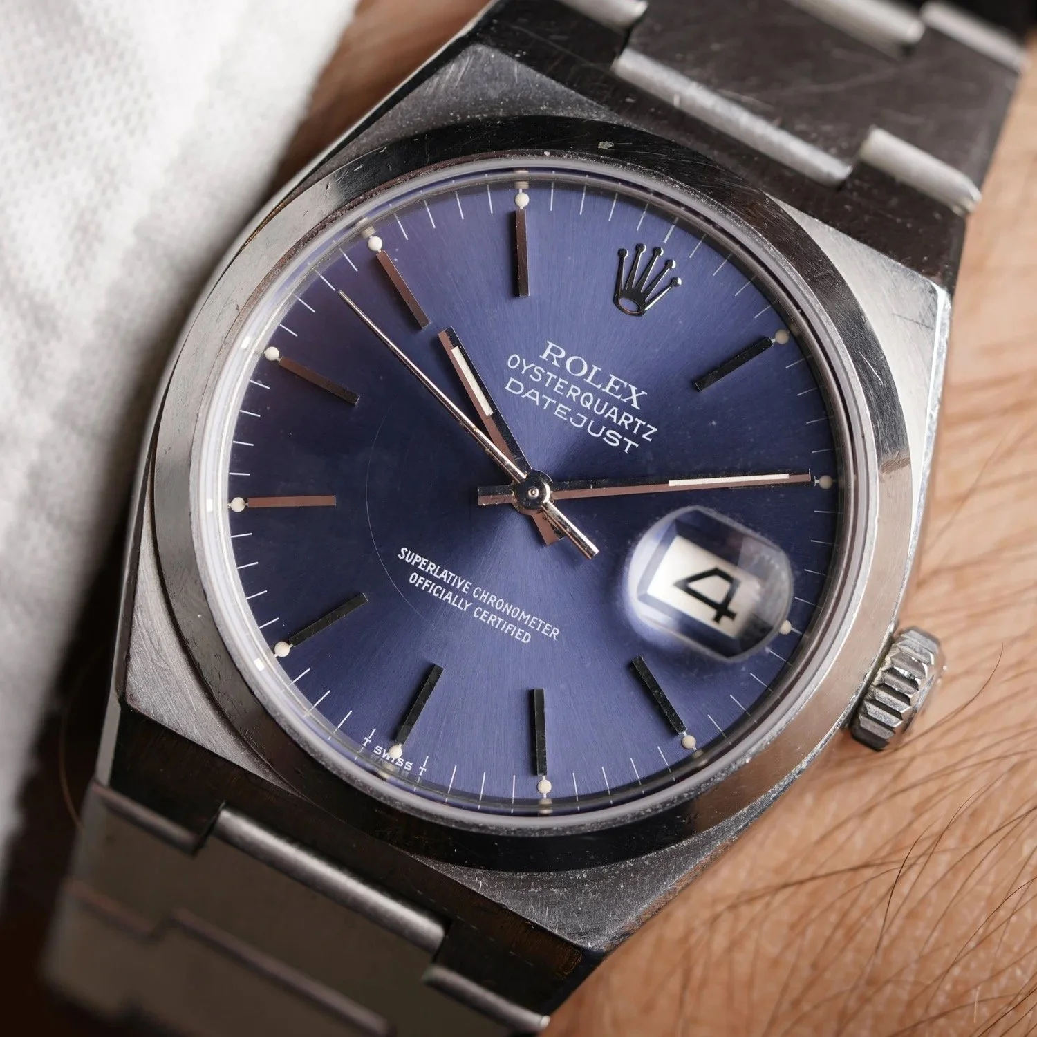 Rolex Oysterquartz Datejust Ref. 17000 Blue Dial Unpolished