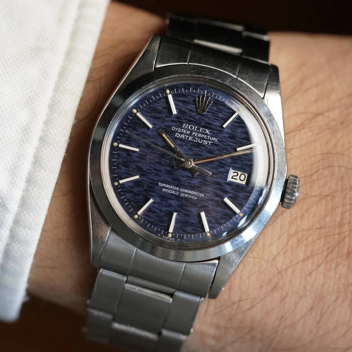 Rolex Blue Mosaic Datejust Ref 1600 Unpolished