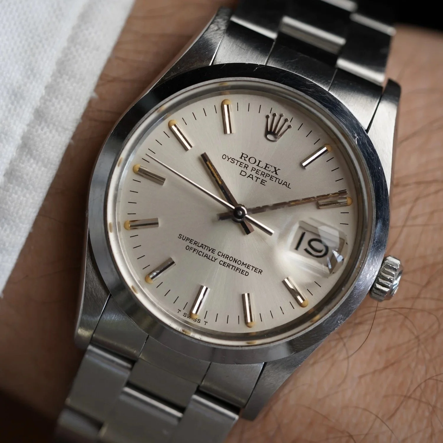 Rolex Silver Dial Date Reference 15000 Unpolished w/ Papers &amp; Booklet