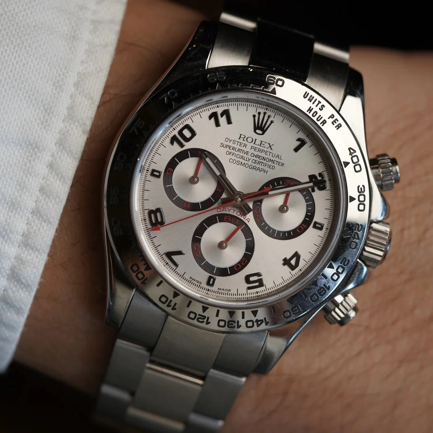 Rolex Daytona Racing Dial Ref. 116509 in 18K White Gold Full Set w/ Service Card