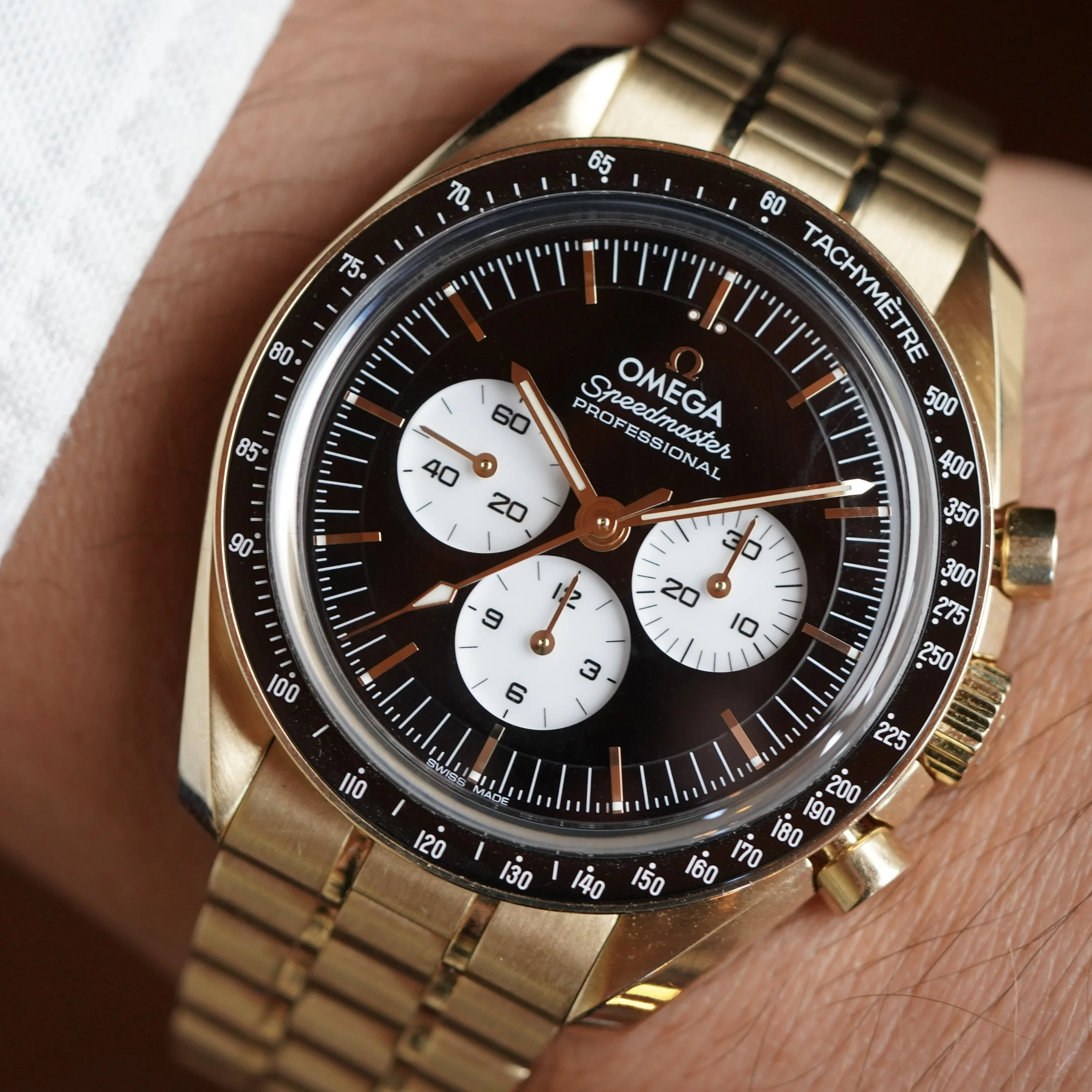 OMEGA Speedmaster In 18k Yellow Gold Unpolished W/ Box And Papers