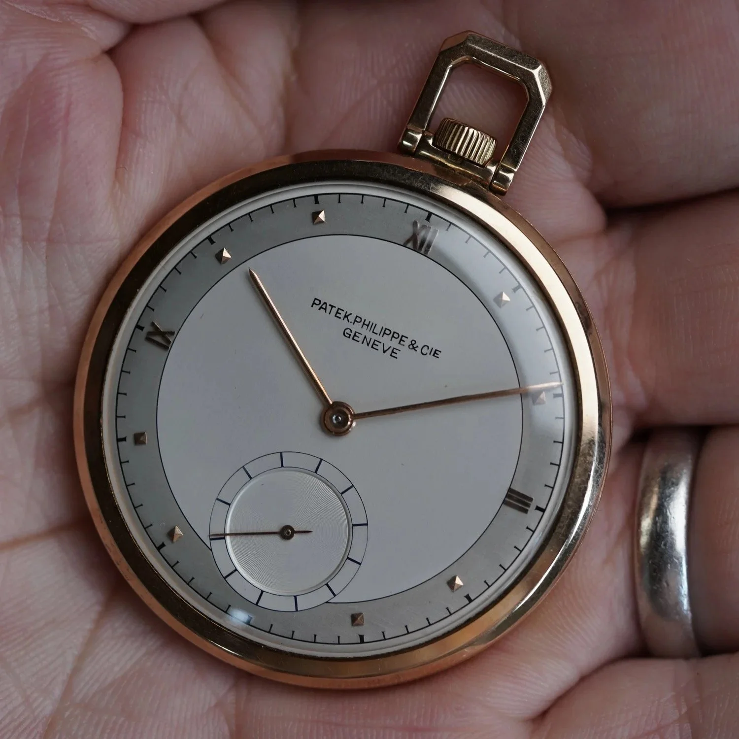 Patek Philippe Reference 707-1 Pocket Watch in 18K RG w/ Advertisement