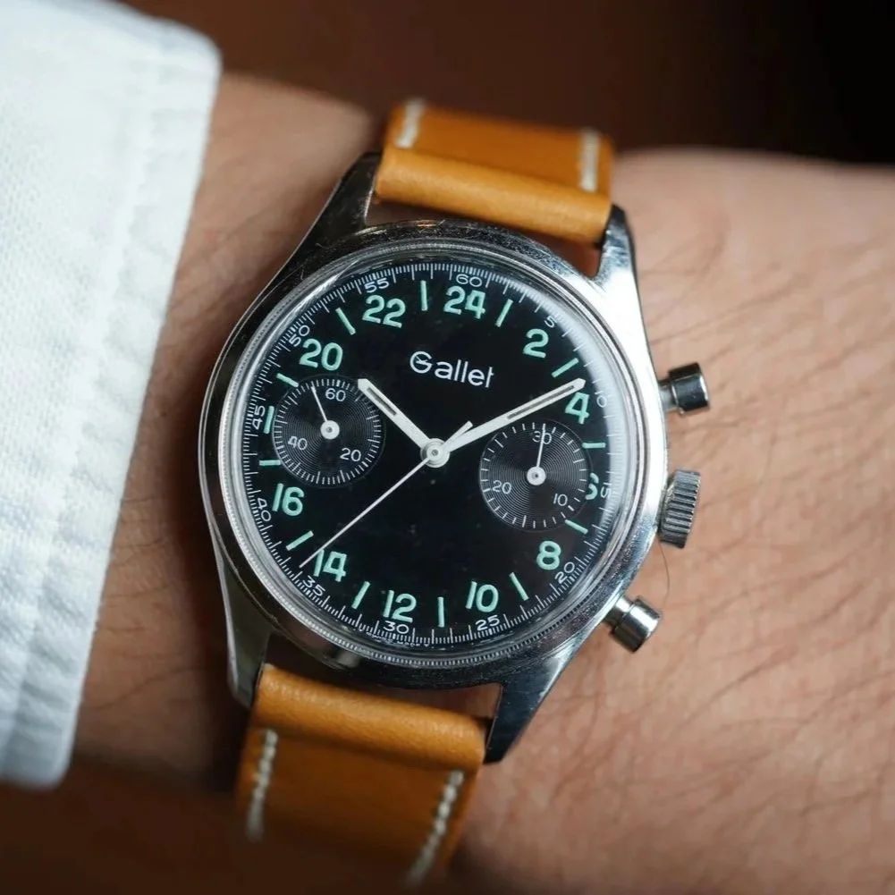Gallet 24 Hour Dial Chronograph Unpolished