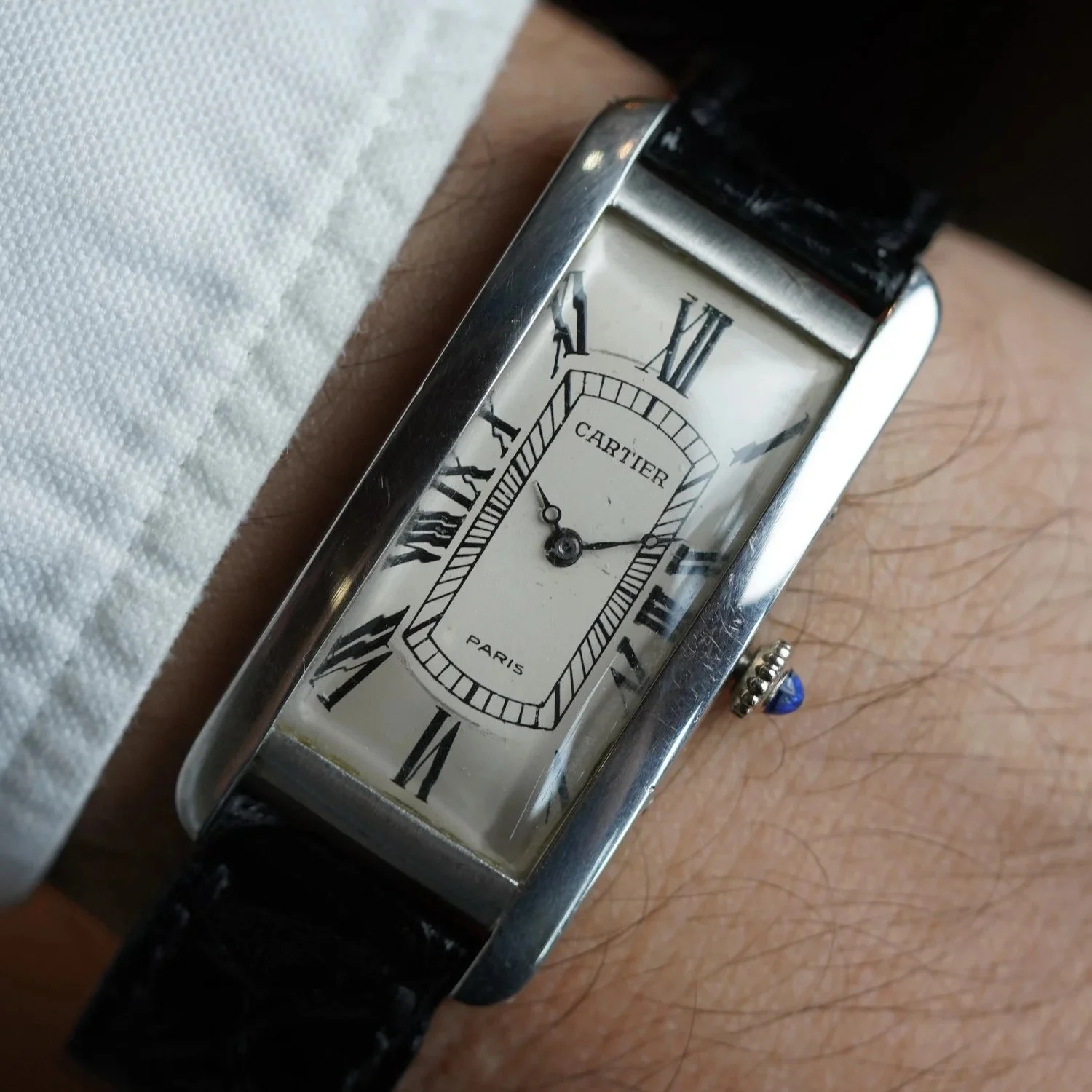 Cartier Tank Cintrée w/ Roman Numeral Dial in Platinum