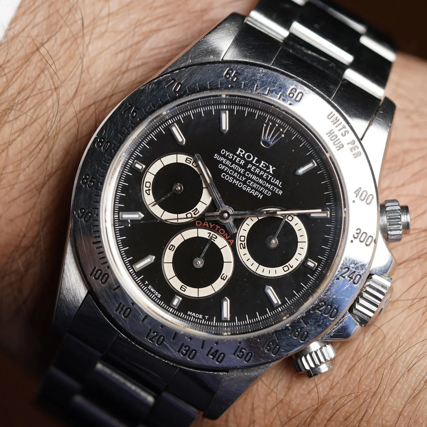 Rolex Zenith Daytona Black Dial Reference 16520 Box &amp; Papers Unpolished