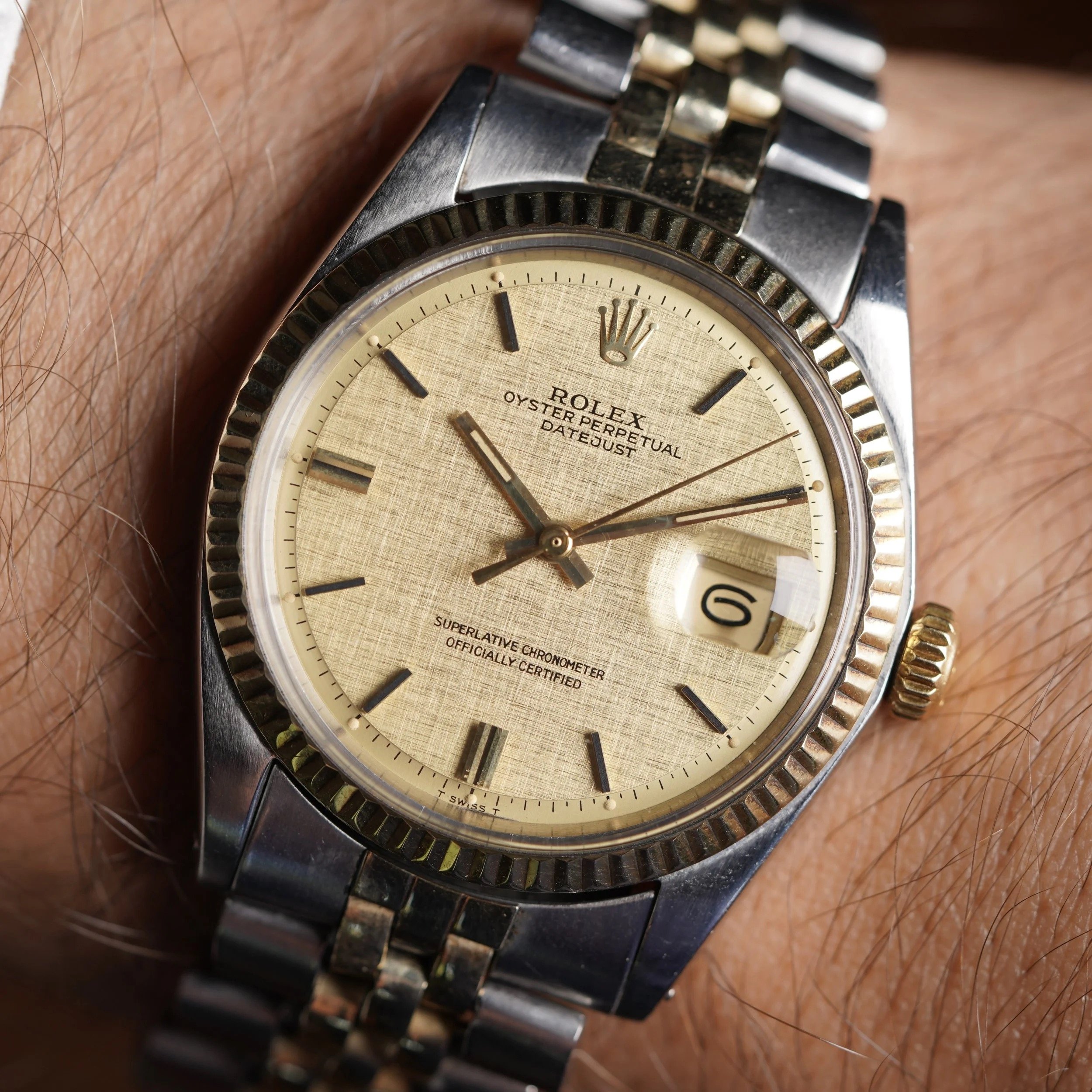 Rolex Two-Tone Datejust Champagne Linen Dial Ref. 1601