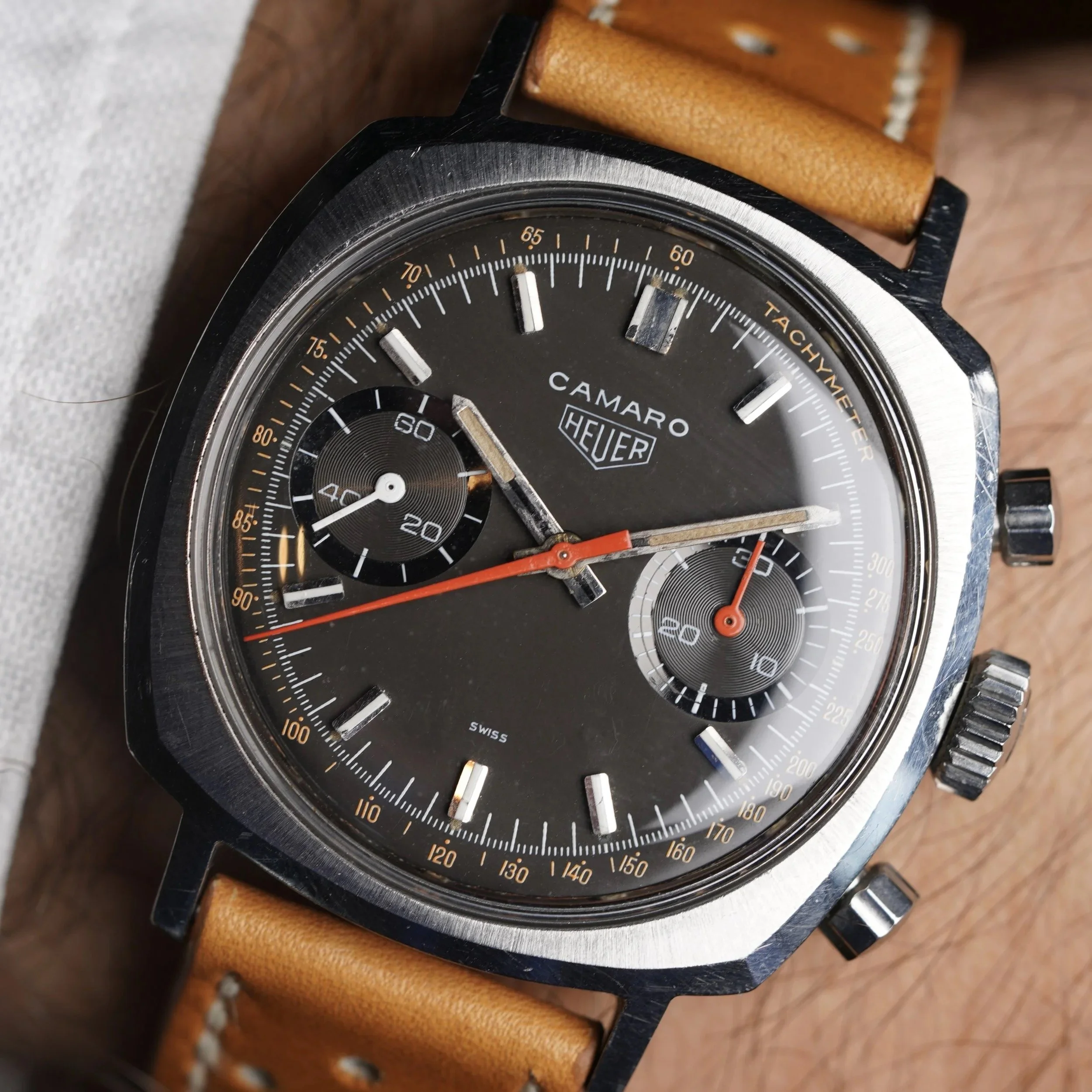 Heuer Camaro Brown Racing Dial 3rd Execution Ref 73343NT Unpolished