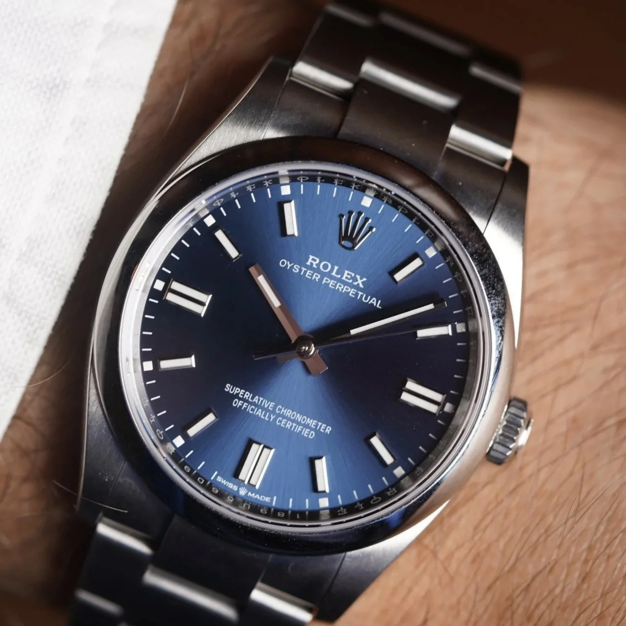 Rolex Oyster Perpetual Reference 126000 Blue Dial Full Set Unpolished