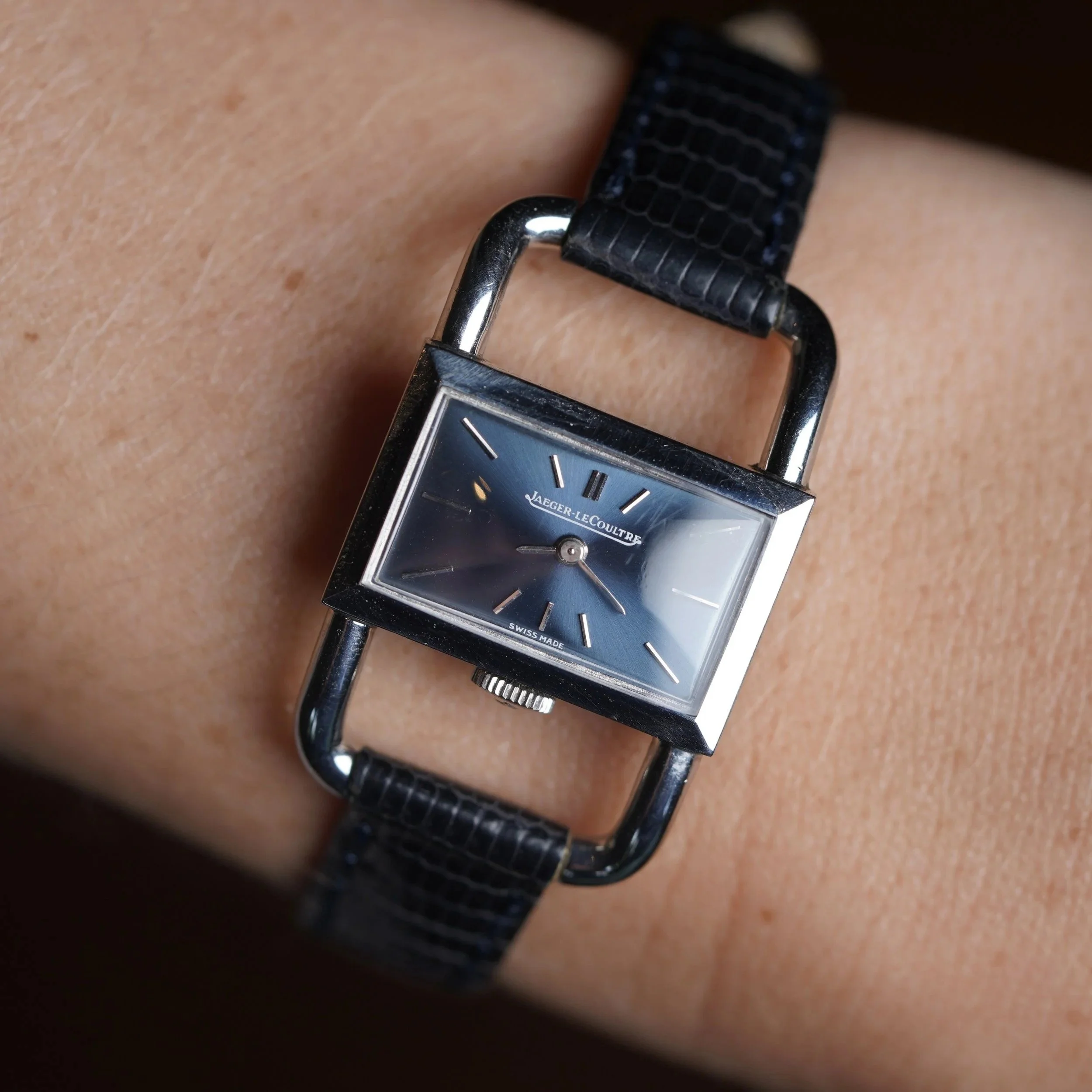 Jaeger-LeCoultre Étrier in Stainless Steel Blue Dial Unpolished