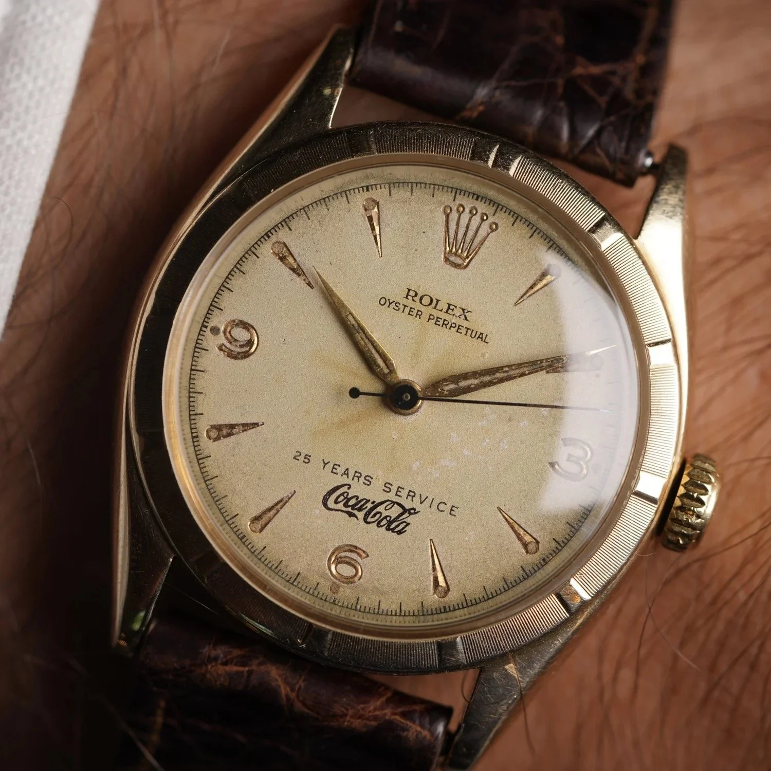 Rolex Coca-Cola Oyster Perpetual Ref. 6085 in 14k Yellow Gold w/ Box Unpolished