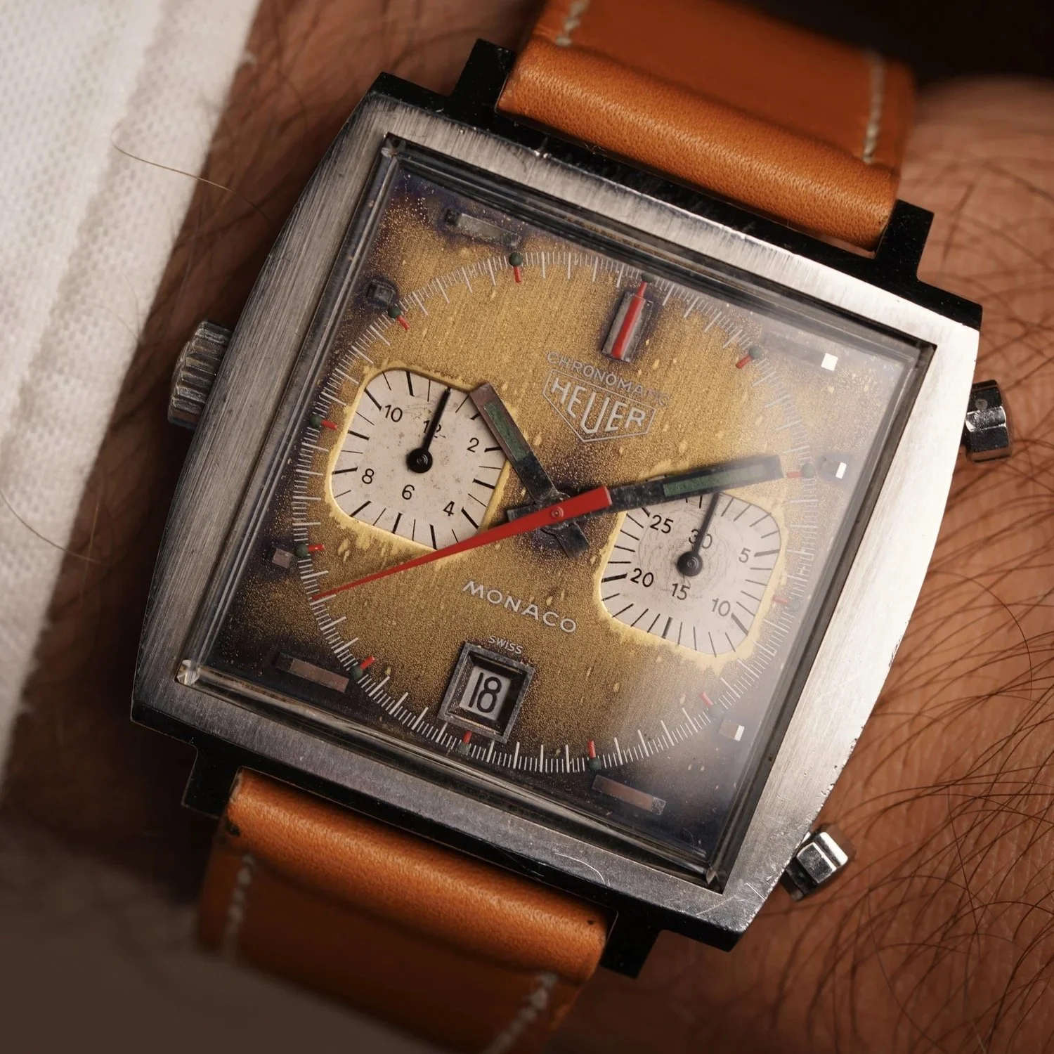 Heuer Chronomatic Monaco Paintless Wonder Dial Reference 1133 Unpolished